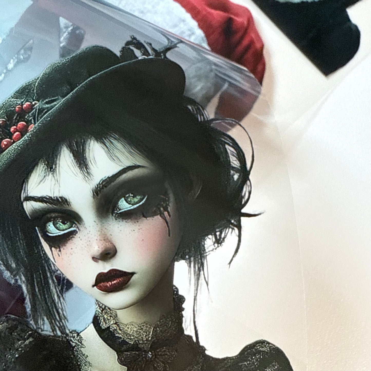 PET 3D raised Winter Woman and Goth Christmas tape,one roll fashion, junk journal, scrapbooking,bullet journal, card making.