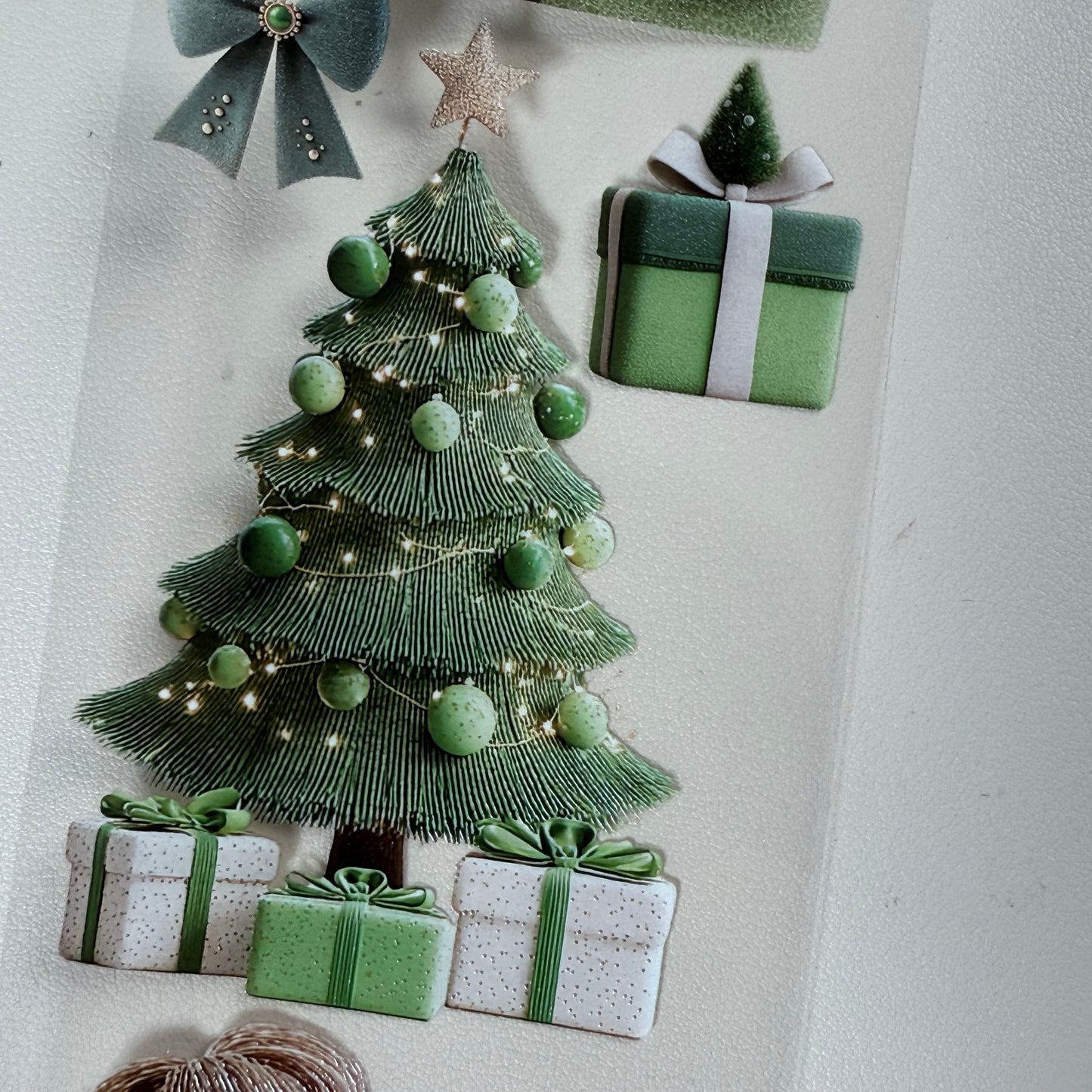 PET 3D raised Whimsical City  and Green winter tape,one roll fashion, junk journal, scrapbooking,bullet journal, card making.