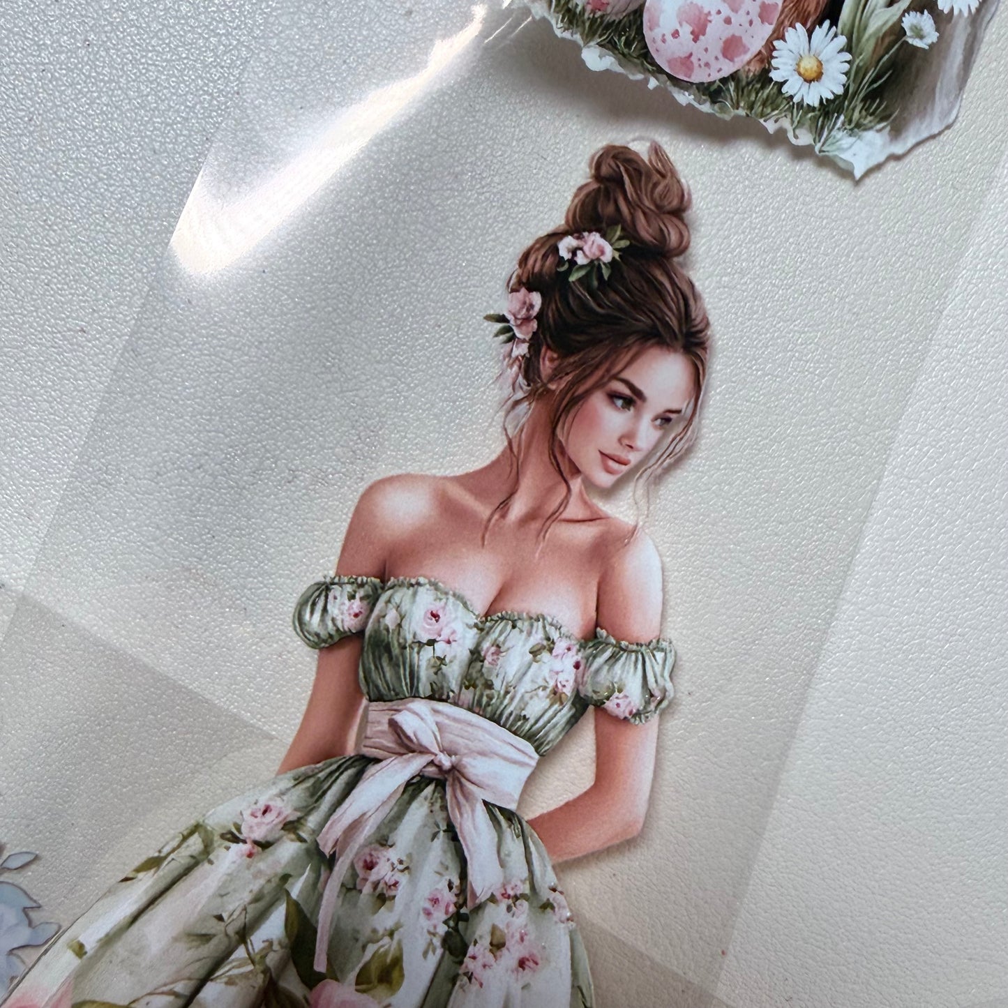 Easter Cottage and Spring Garden PET 3D raised tape,one roll fashion, junk journal, scrapbooking,bullet journal, card making.
