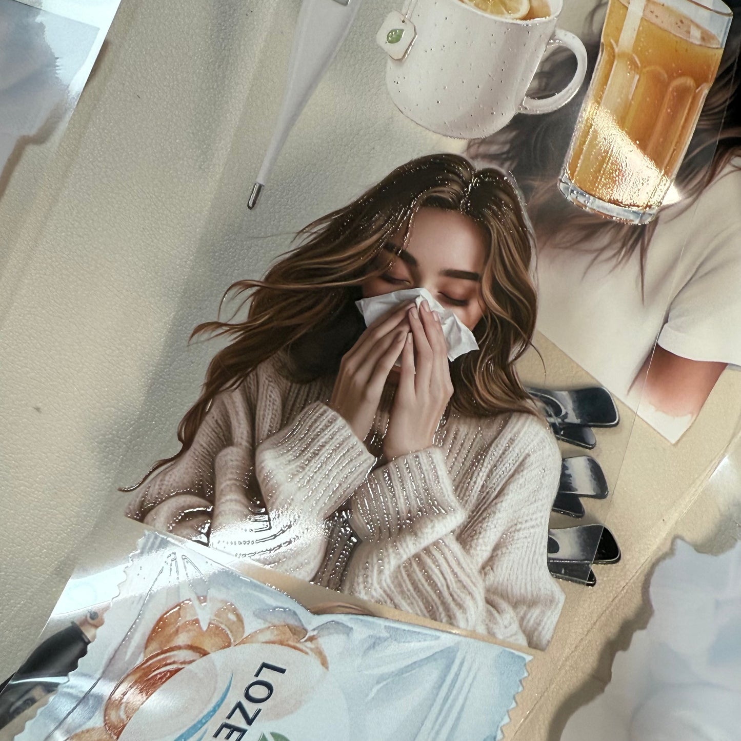 PET 3D raised Sick Days and The Hair Salon tape,one roll fashion, junk journal, scrapbooking,bullet journal, card making.