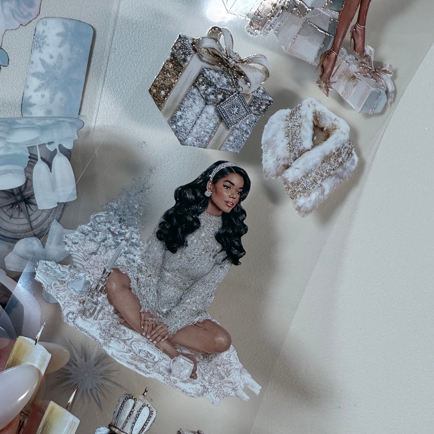 PET 3D raised Winter Adventure and Glam Christmas tape,one roll fashion, junk journal, scrapbooking,bullet journal, card making.