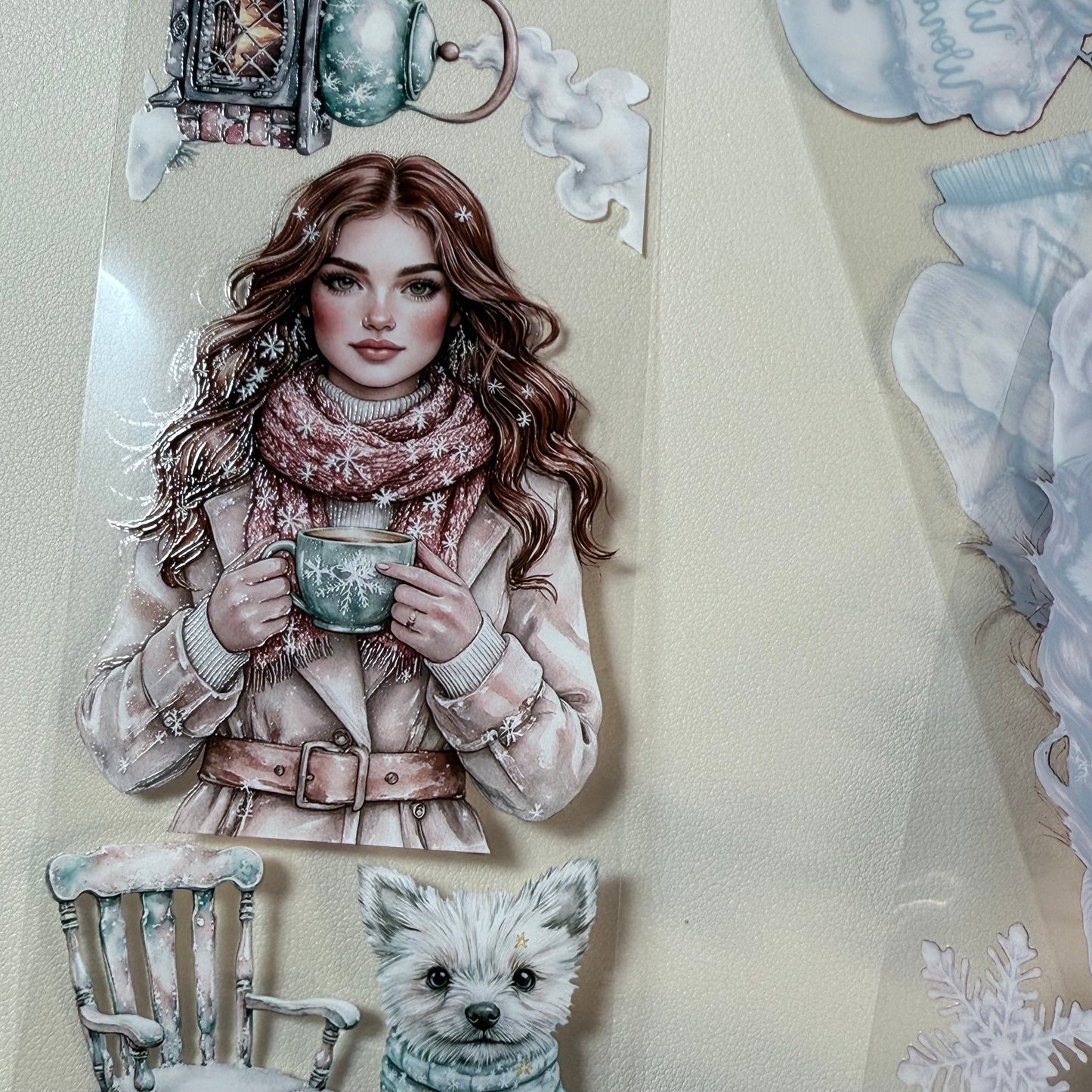 PET 3D raised Winter In The Country and in Wonderland tape,one roll fashion, junk journal, scrapbooking,bullet journal, card making.