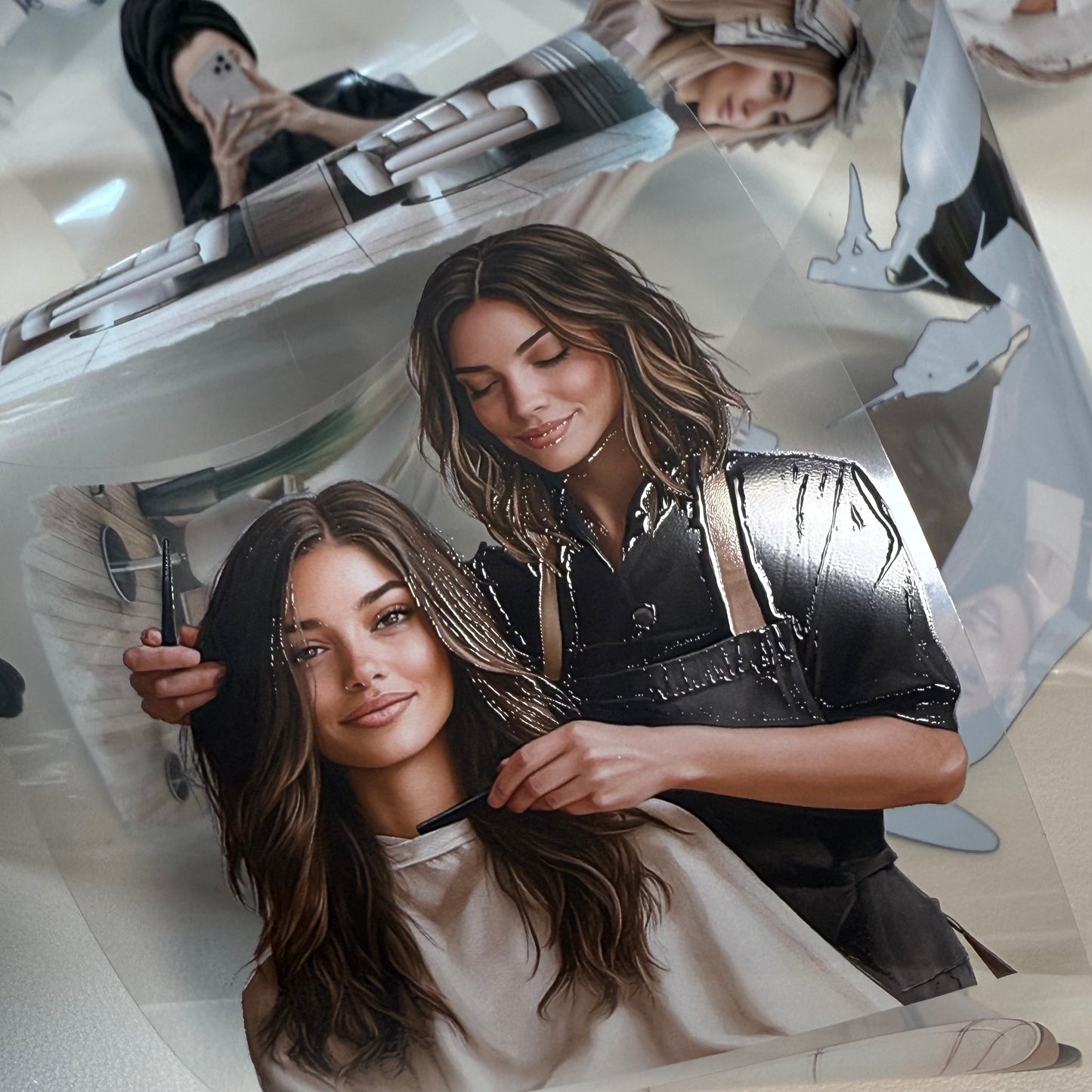 PET 3D raised Sick Days and The Hair Salon tape,one roll fashion, junk journal, scrapbooking,bullet journal, card making.