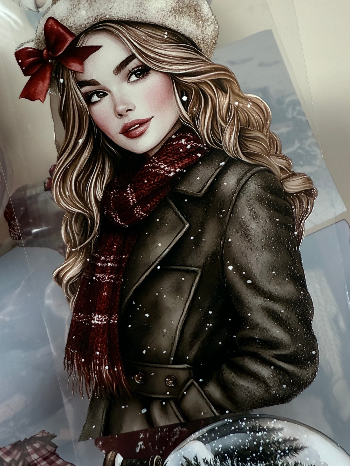 PET 3D raised Christmas  countryside and Peppermint mocha Noel tape,one roll fashion, junk journal, scrapbooking,bullet journal, card making.