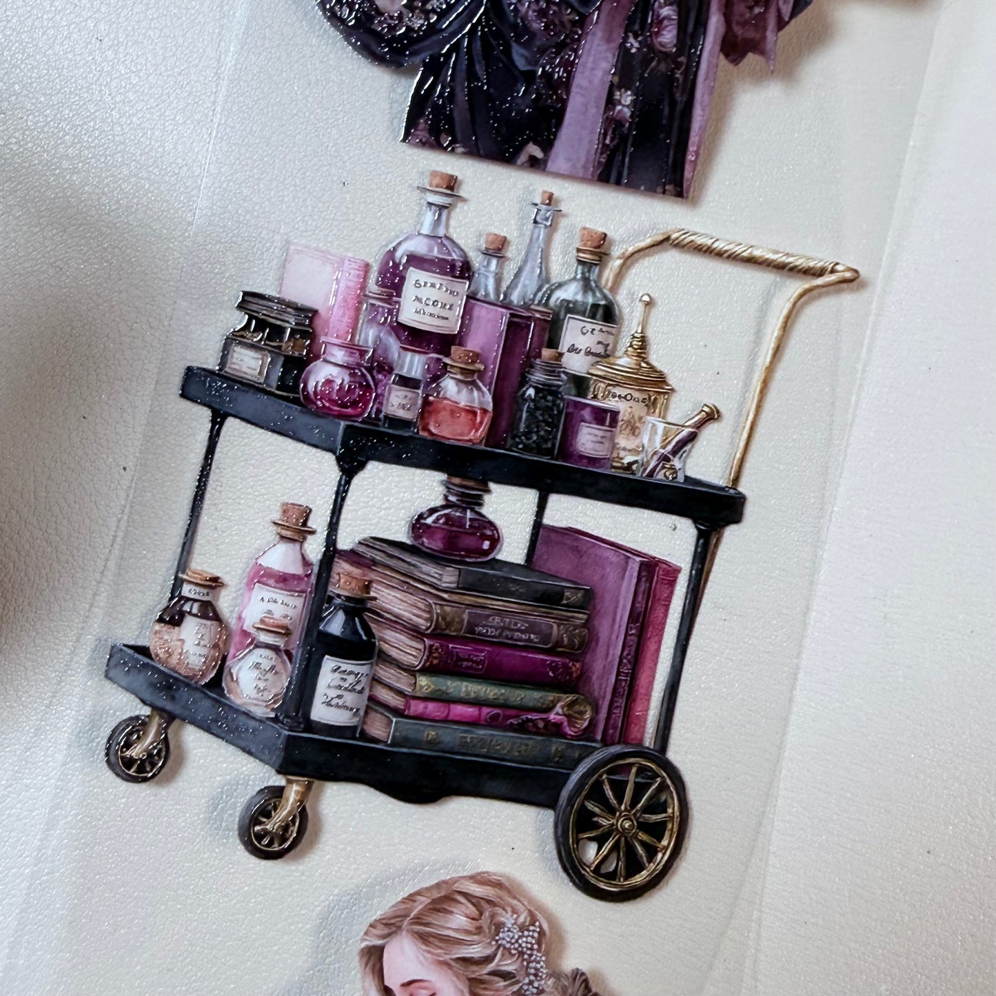 Haunted Bookstore and Lilac Library PET 3D raised tape,one roll fashion, junk journal, scrapbooking,bullet journal, card making.
