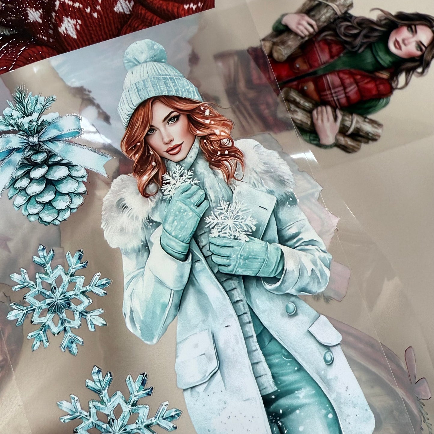 PET 3D raised Rustic Christmas and Frosted Northern lights tape,one roll fashion, junk journal, scrapbooking,bullet journal, card making.