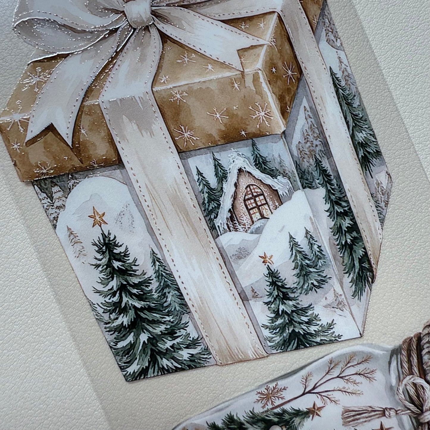 PET 3D raised Christmas in the city and Boho Golden Christmas tape,one roll fashion, junk journal, scrapbooking,bullet journal, card making.