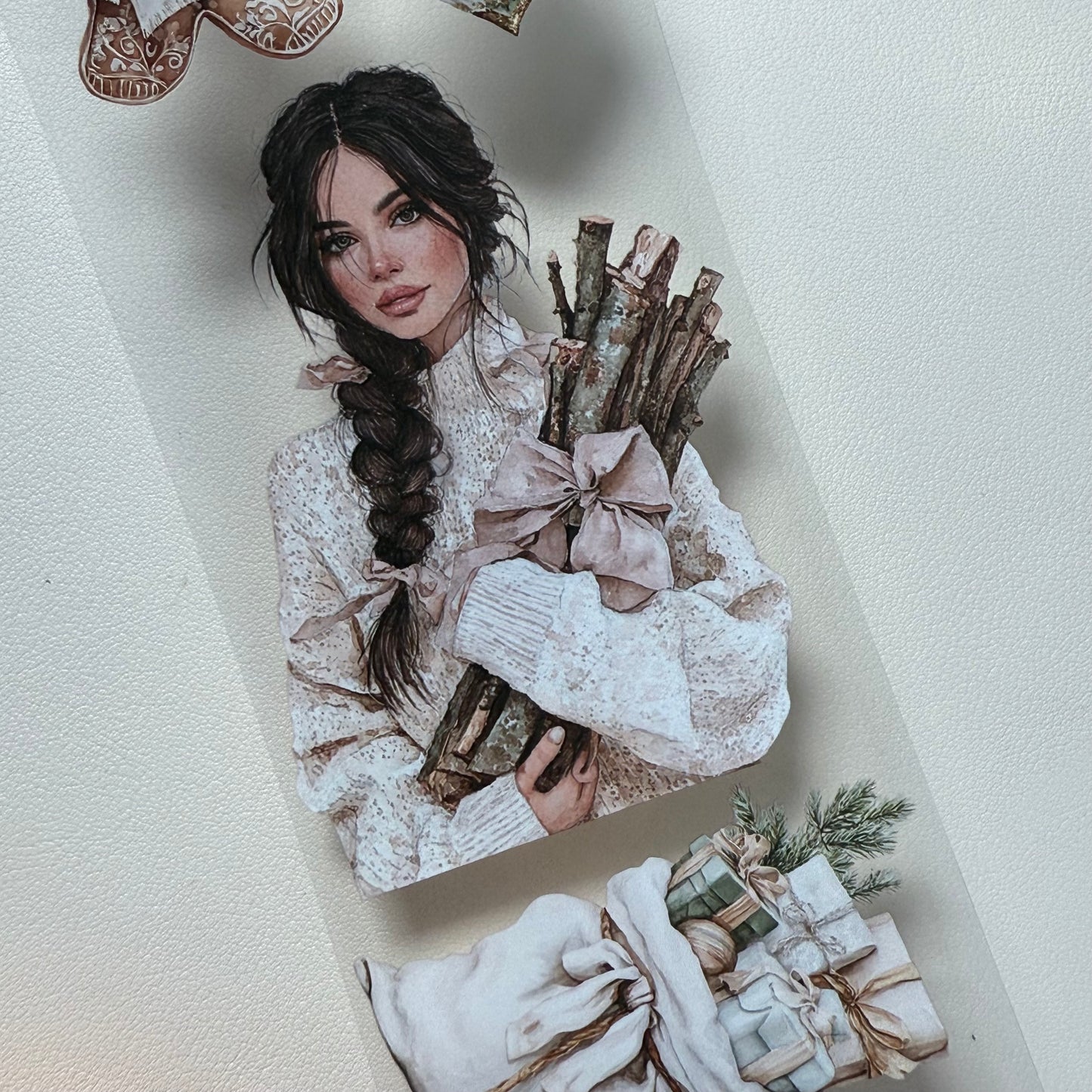 PET 3D raised Classic Christmas and Wooden Cabin tape,one roll fashion, junk journal, scrapbooking,bullet journal, card making.