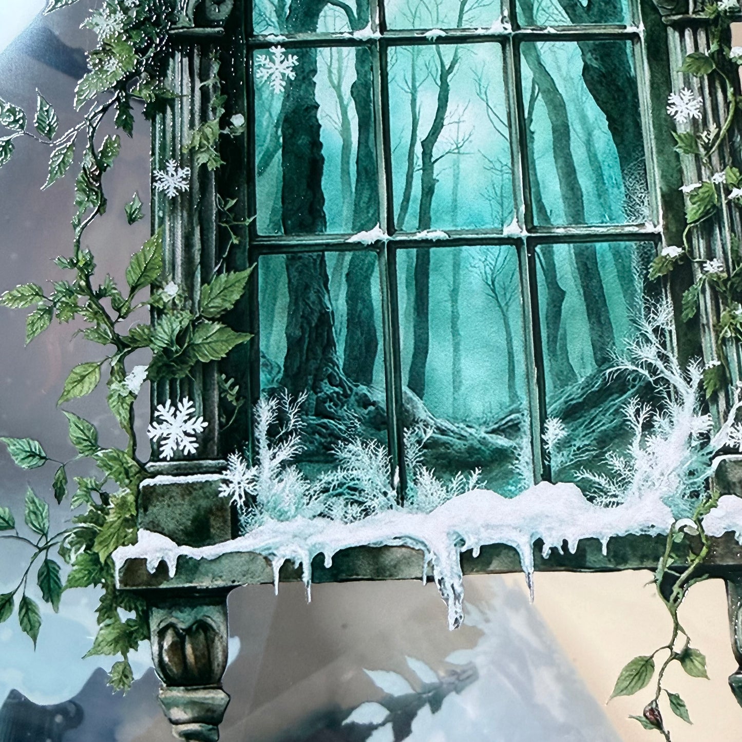PET 3D raised Frosterd witch landscape 2 tape,one roll fashion, junk journal, scrapbooking,bullet journal, card making.