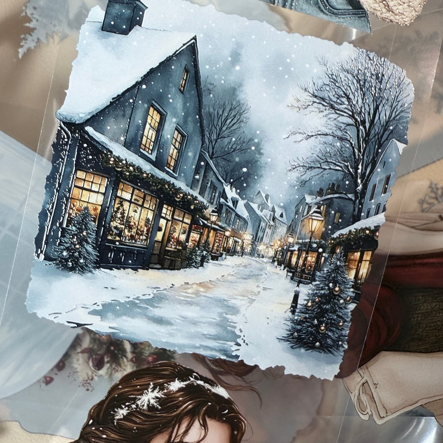 PET 3D raised Classic Christmas 2 and Icy whisper winter tape,one roll fashion, junk journal, scrapbooking,bullet journal, card making.