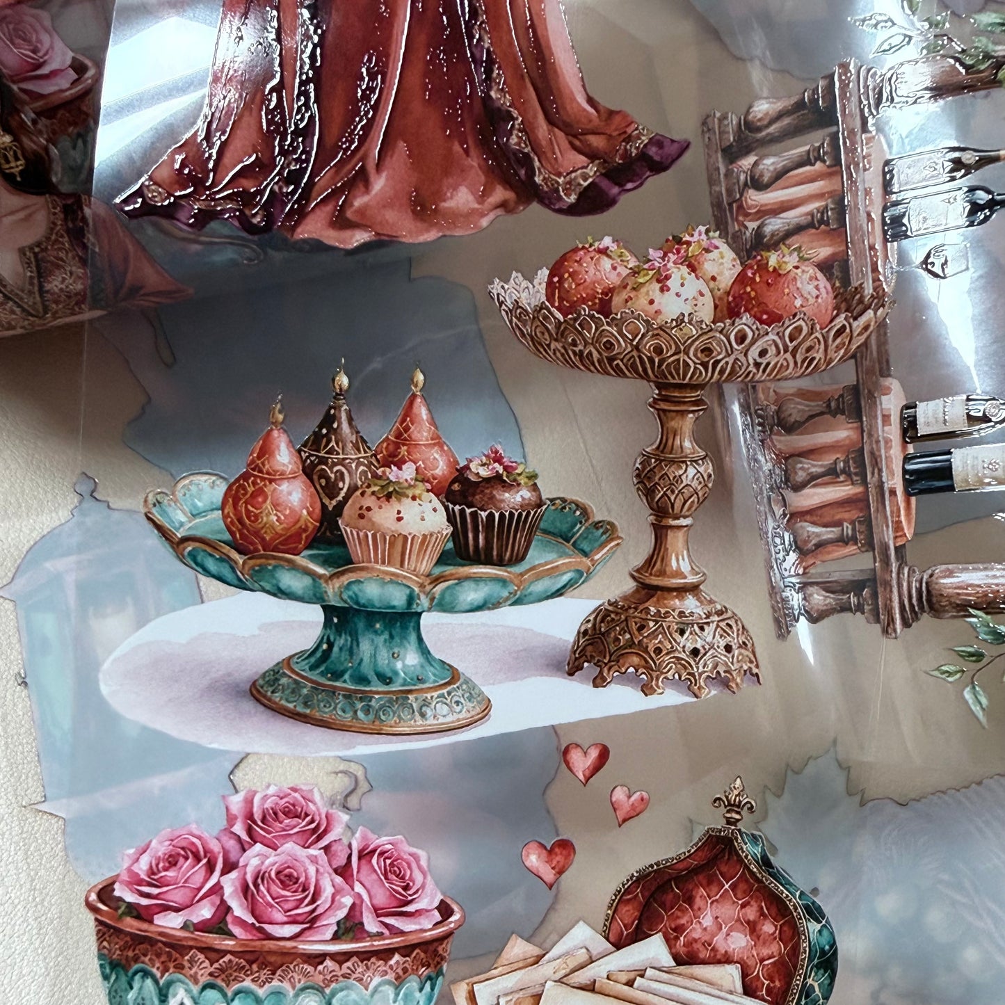 Kasbah Heart Bazaar and Tuscan Vineyard Promises PET 3D raised tape,one roll fashion, junk journal, scrapbooking,bullet journal, card making.
