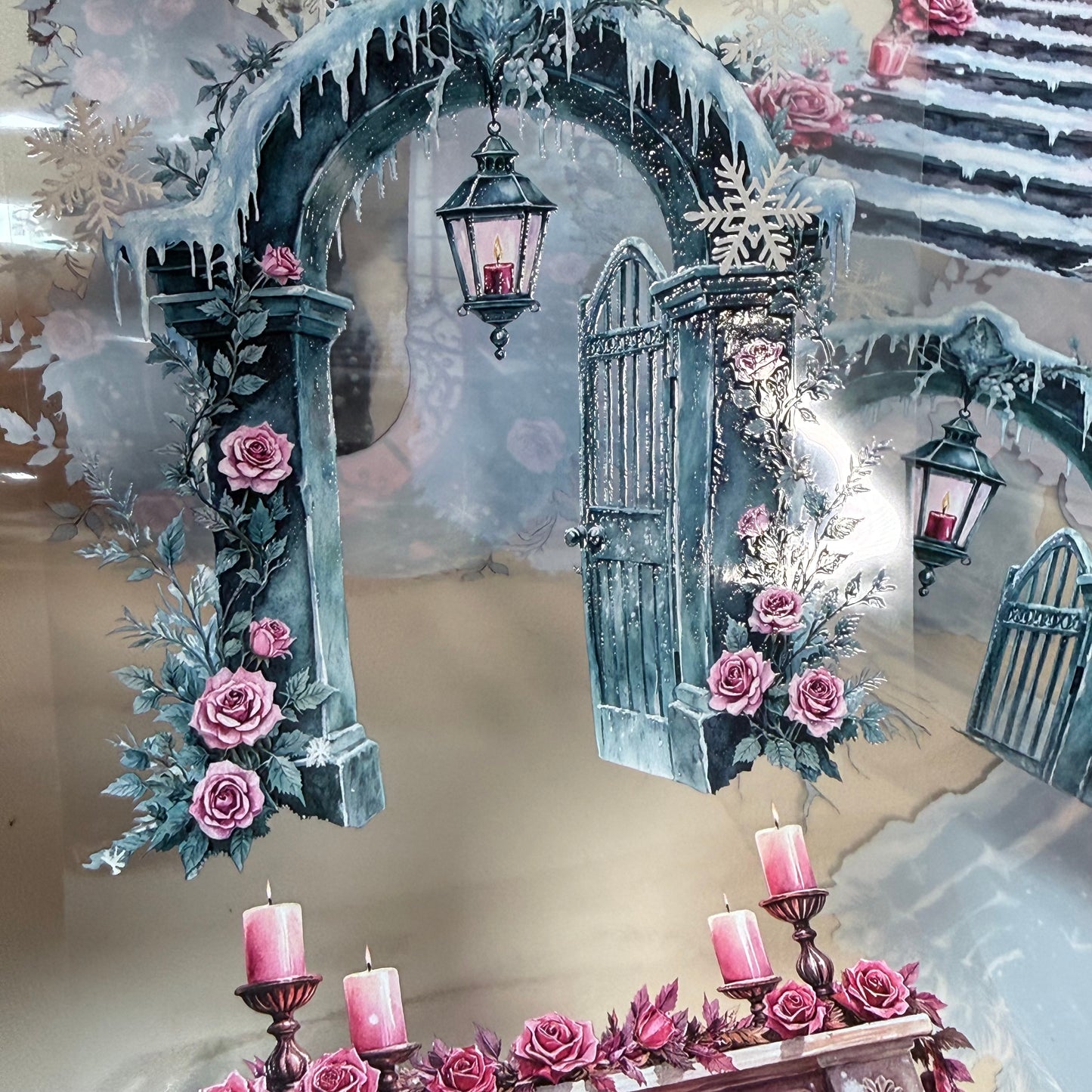 PET 3D raised Frosterd witch landscape 2 tape,one roll fashion, junk journal, scrapbooking,bullet journal, card making.
