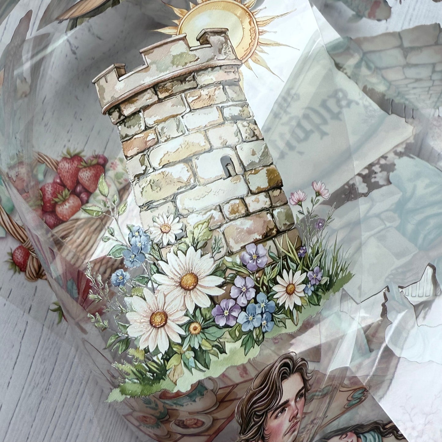 PET 3D raised Tranquil Garden and  Rustic Fairytale tape,one roll fashion, junk journal, scrapbooking,bullet journal, card making.
