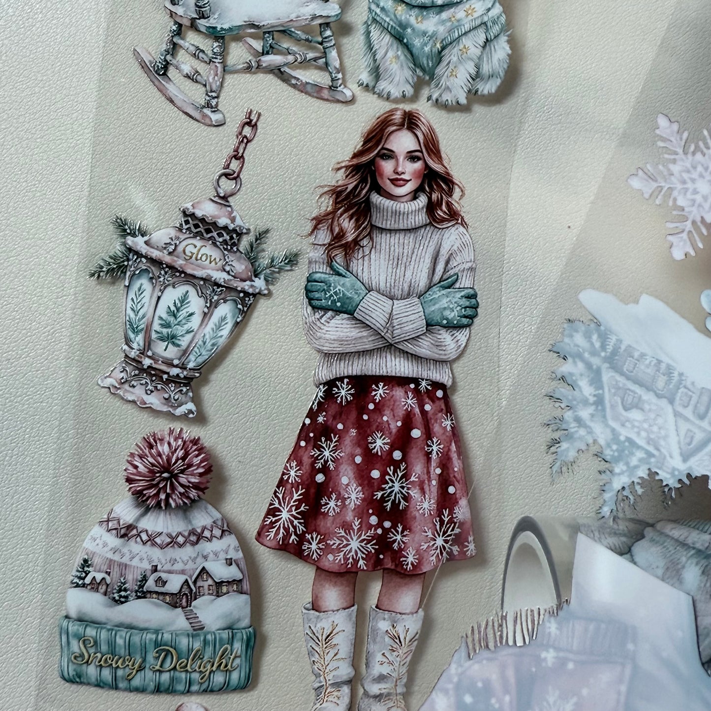 PET 3D raised Winter In The Country and in Wonderland tape,one roll fashion, junk journal, scrapbooking,bullet journal, card making.