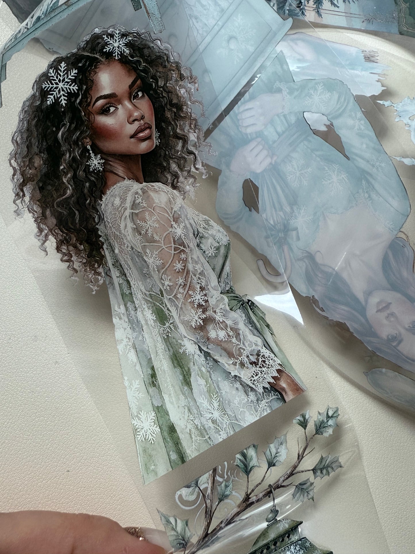 PET 3D raised Winter Wonderland2 and  Snowy Woodland tape,one roll fashion, junk journal, scrapbooking,bullet journal, card making.