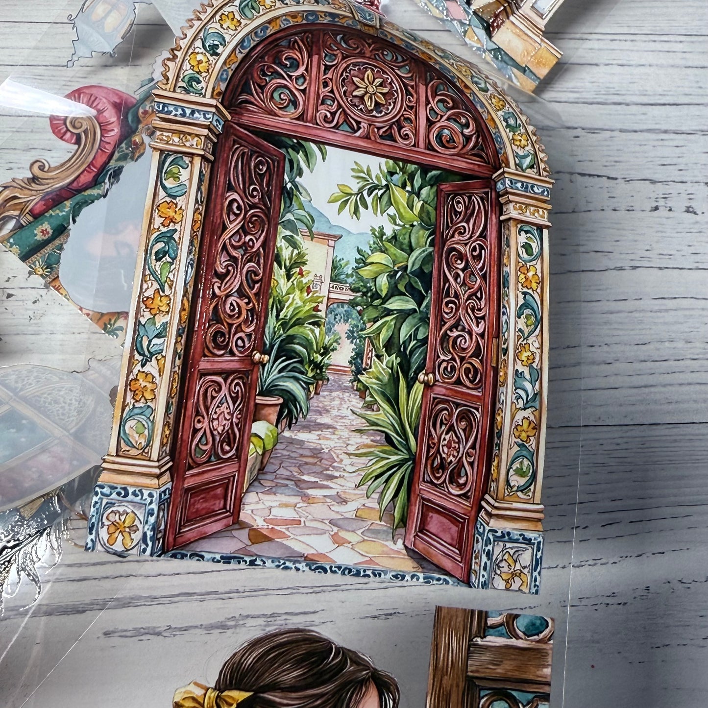 PET 3D raised Amentas whisper and Nasrid palace tape,one roll fashion, junk journal, scrapbooking,bullet journal, card making.