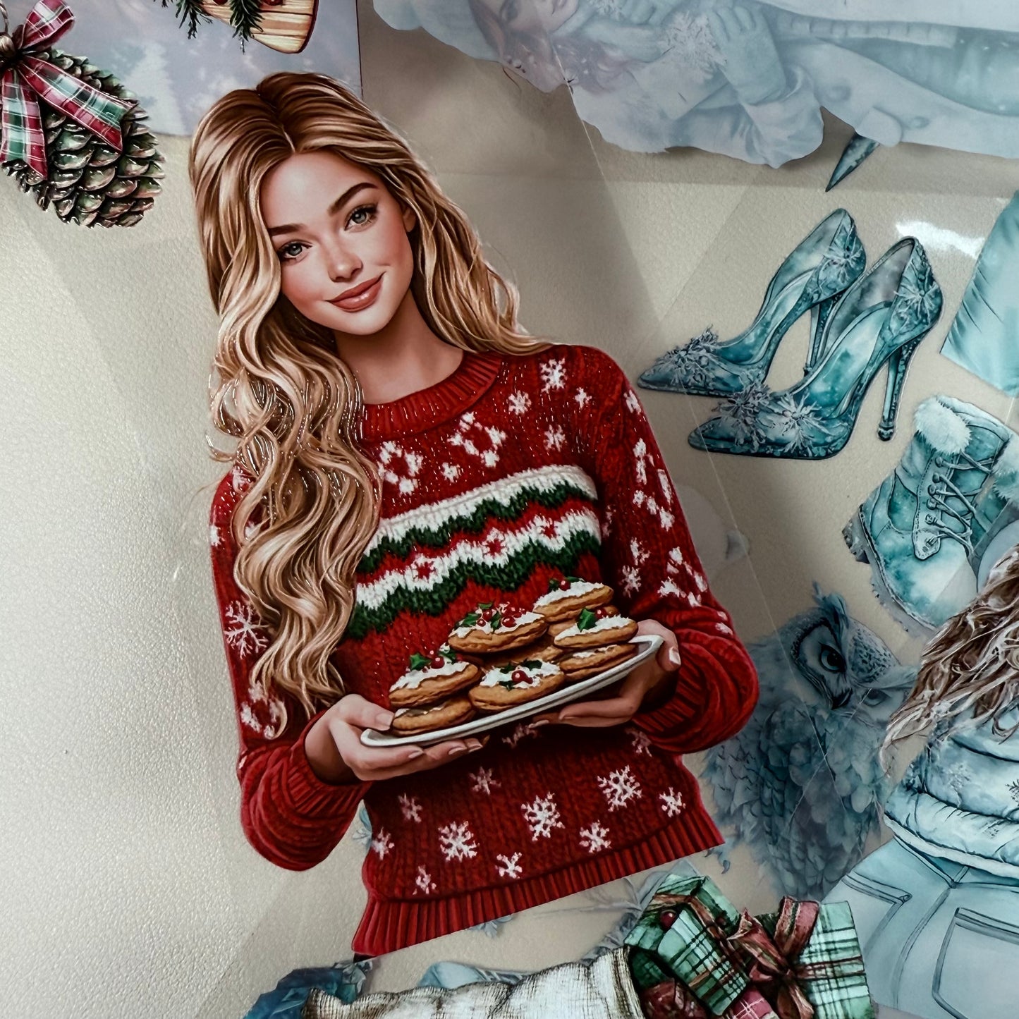 PET 3D raised Rustic Christmas and Frosted Northern lights tape,one roll fashion, junk journal, scrapbooking,bullet journal, card making.