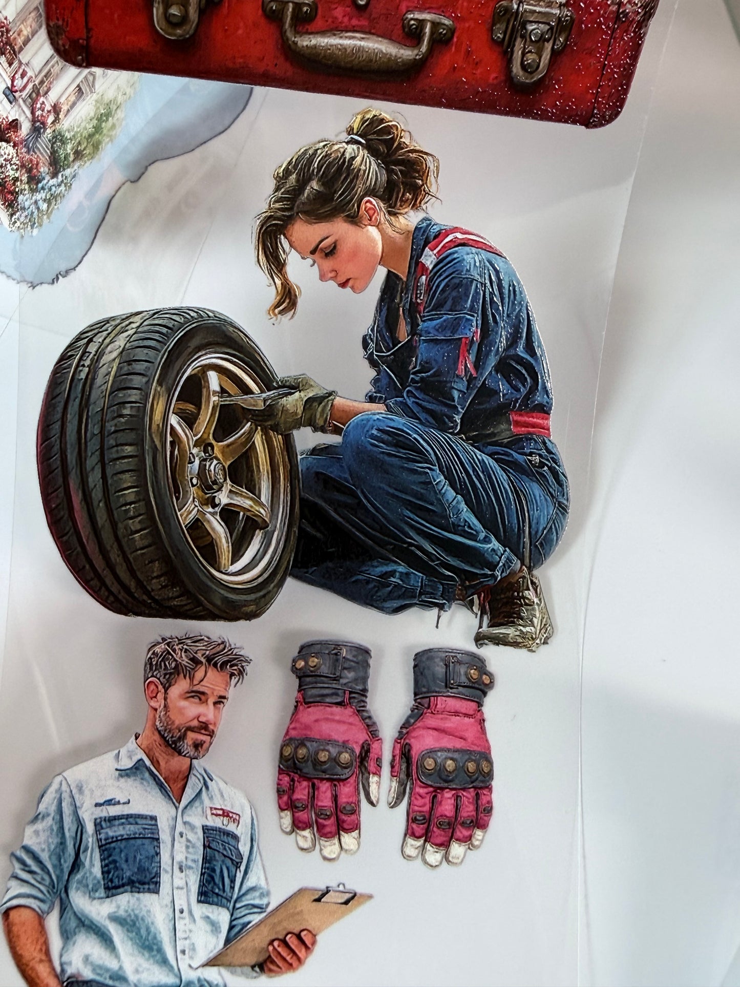 Auto Repair Worker and Independence Day PET 3D raised tape