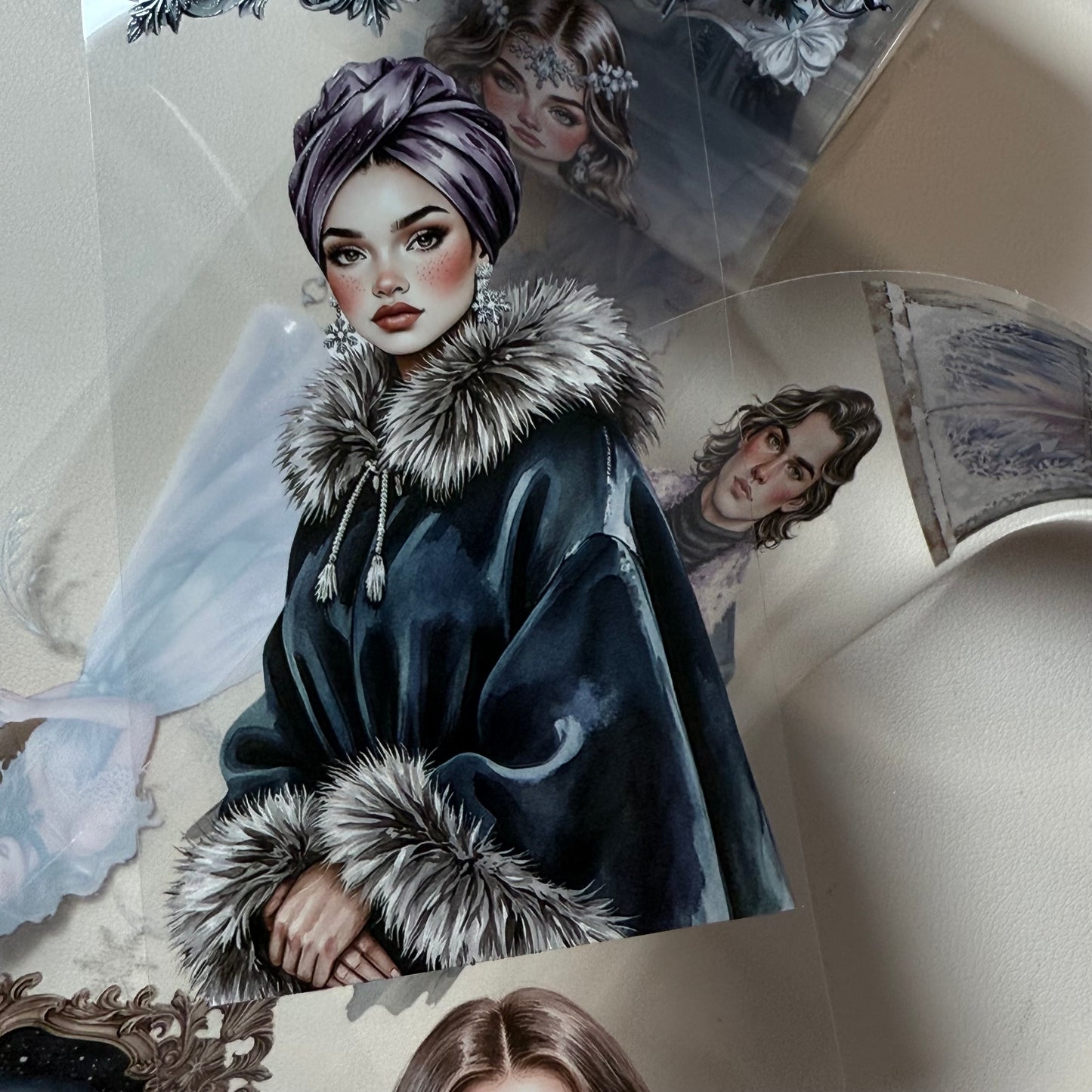 PET 3D raised Winter Oracle and Pastel Christmas tape,one roll fashion, junk journal, scrapbooking,bullet journal, card making.