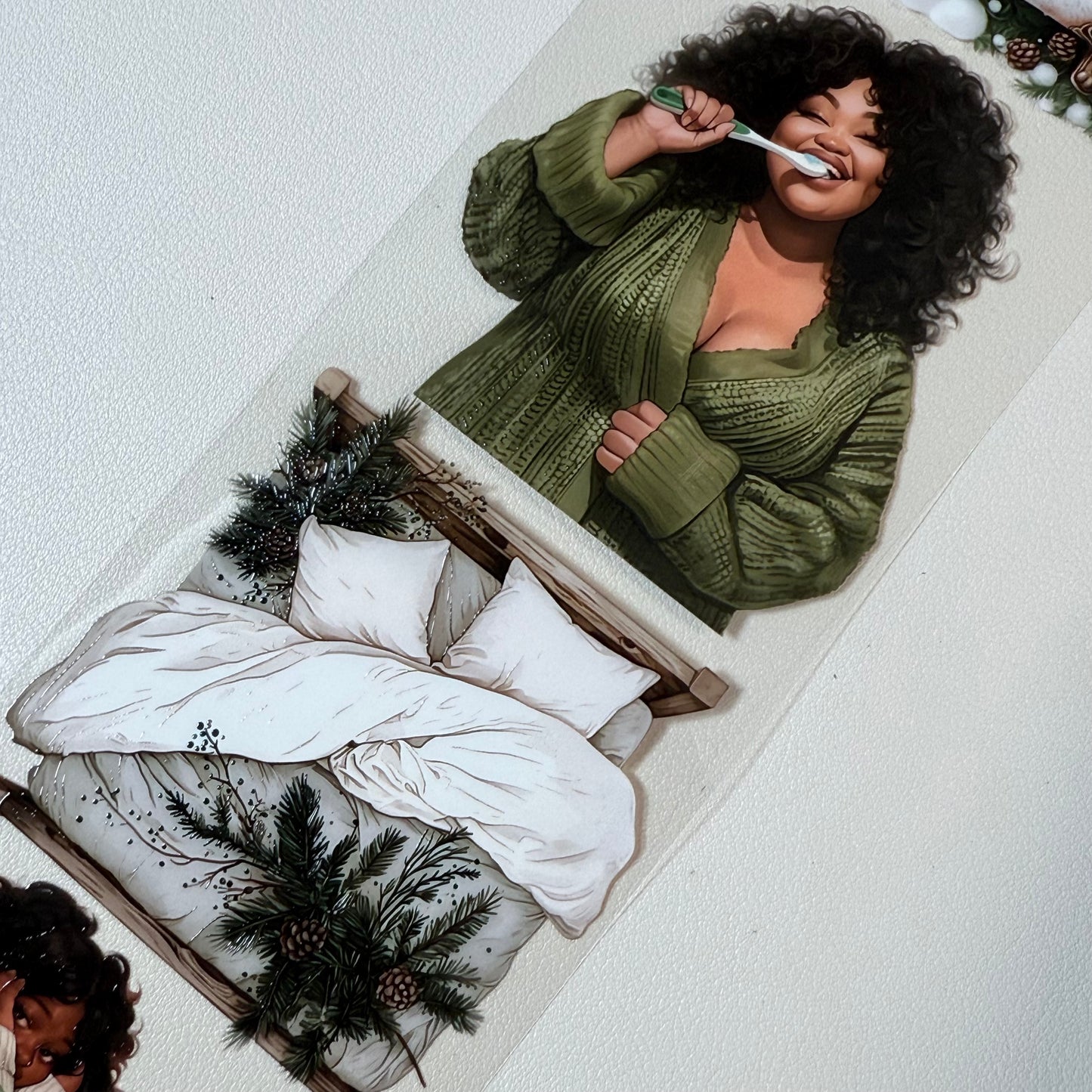 PET 3D raised Winter Evening and Winter Frost tape,one roll fashion, junk journal, scrapbooking,bullet journal, card making.