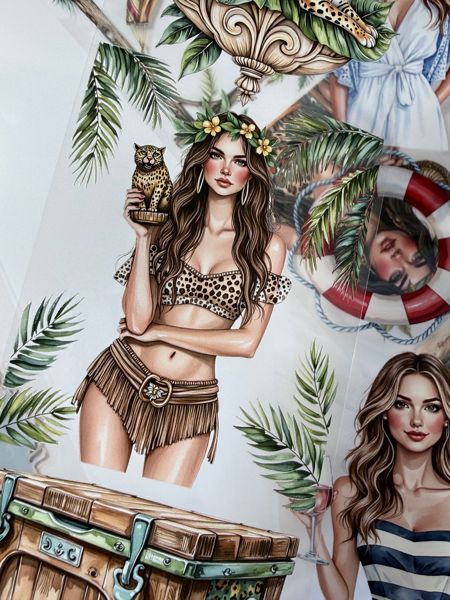 French Beach and Tropical Jaguar Rest PET 3D raised tape