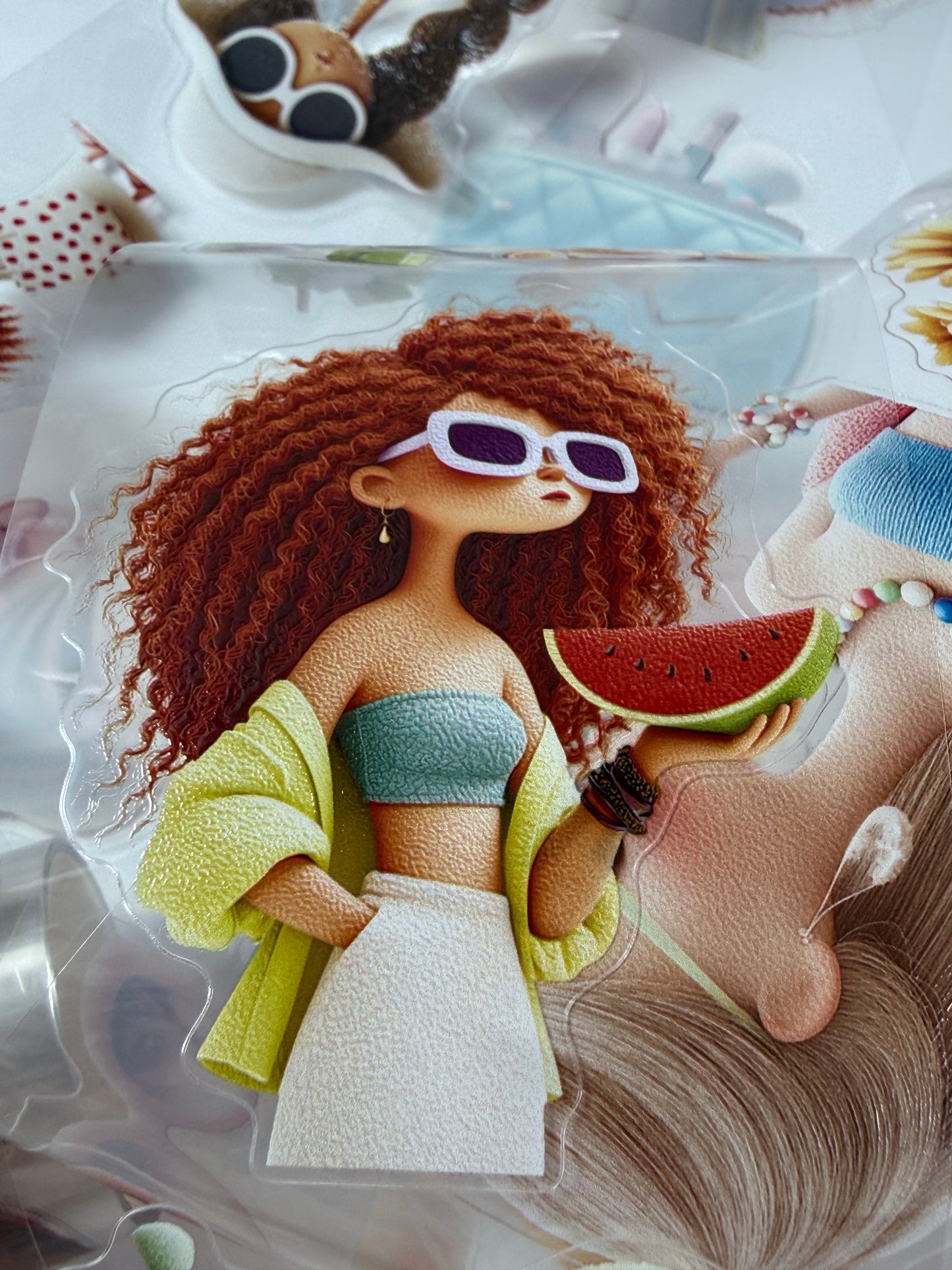 KISSCUT Whimsical Summer PET 3D raised tape,one roll fashion, junk journal, scrapbooking,bullet journal, card making.
