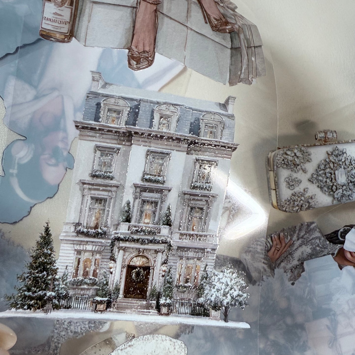 PET 3D raised Winter Adventure and Glam Christmas tape,one roll fashion, junk journal, scrapbooking,bullet journal, card making.