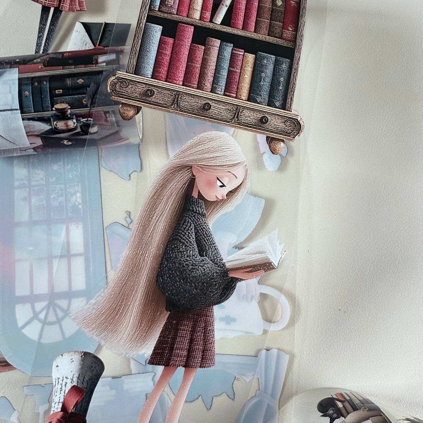 PET 3D raised Mulberry Academia and Whimsical Book Lover tape,one roll fashion, junk journal, scrapbooking,bullet journal, card making.