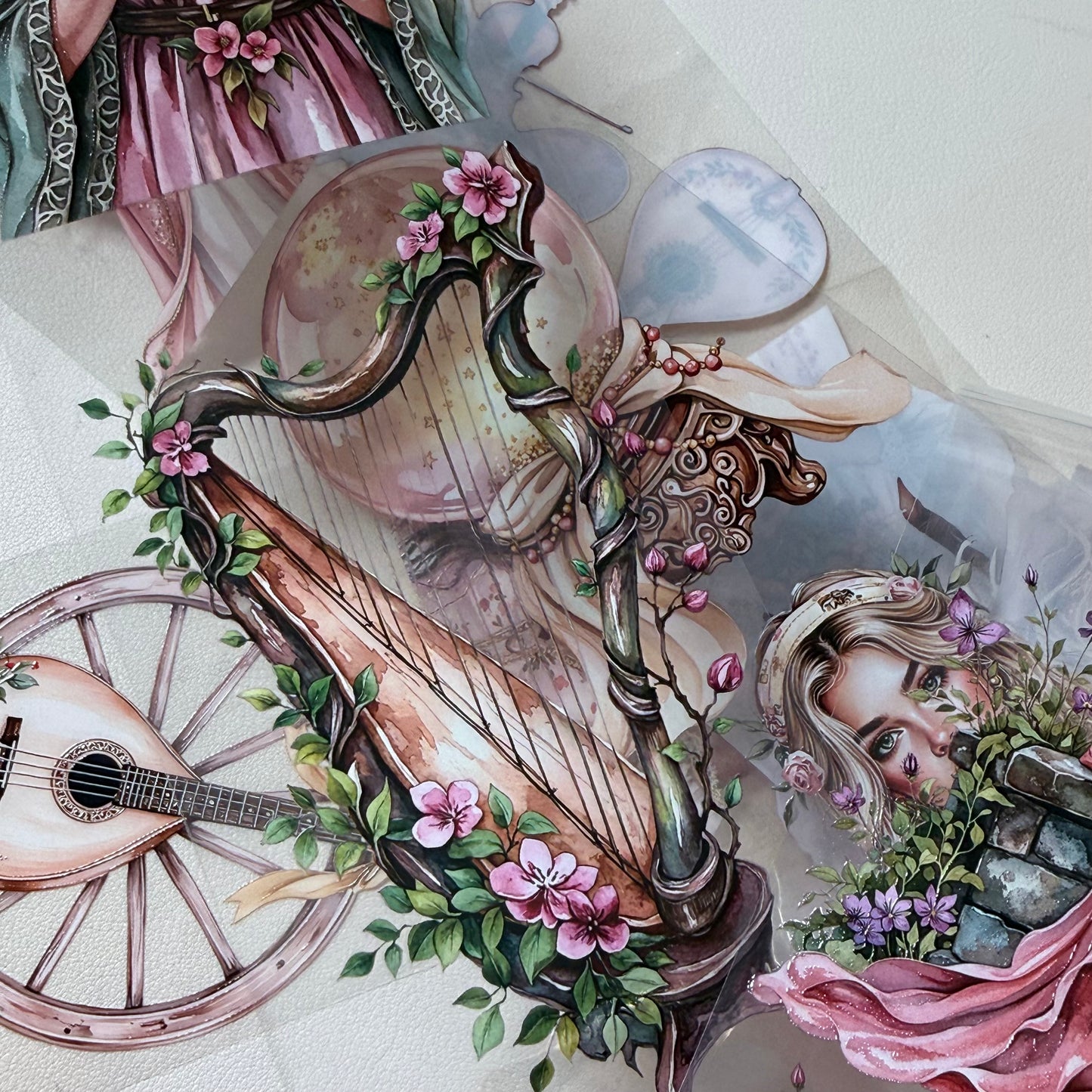 Sunstone Bohemian Caravan and  Elven Whispers PET 3D raised tape,one roll fashion, junk journal, scrapbooking,bullet journal, card making.