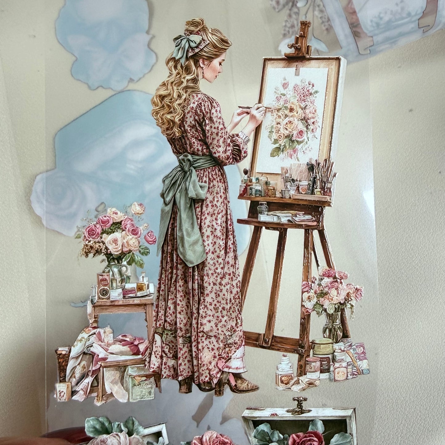 PET Shabby chic romance and Lovely springtime 3D raised tape,one roll fashion, junk journal, scrapbooking,bullet journal, card making.