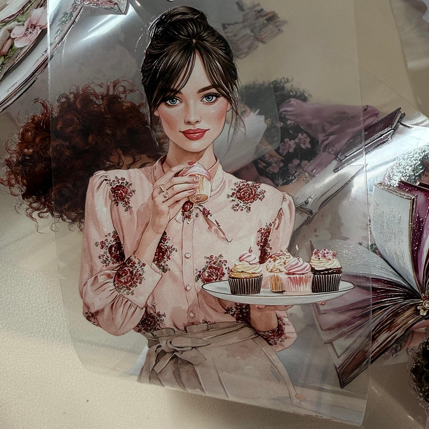PET Floral tearoom and Dreamy Academia 3D raised tape,one roll fashion, junk journal, scrapbooking,bullet journal, card making.