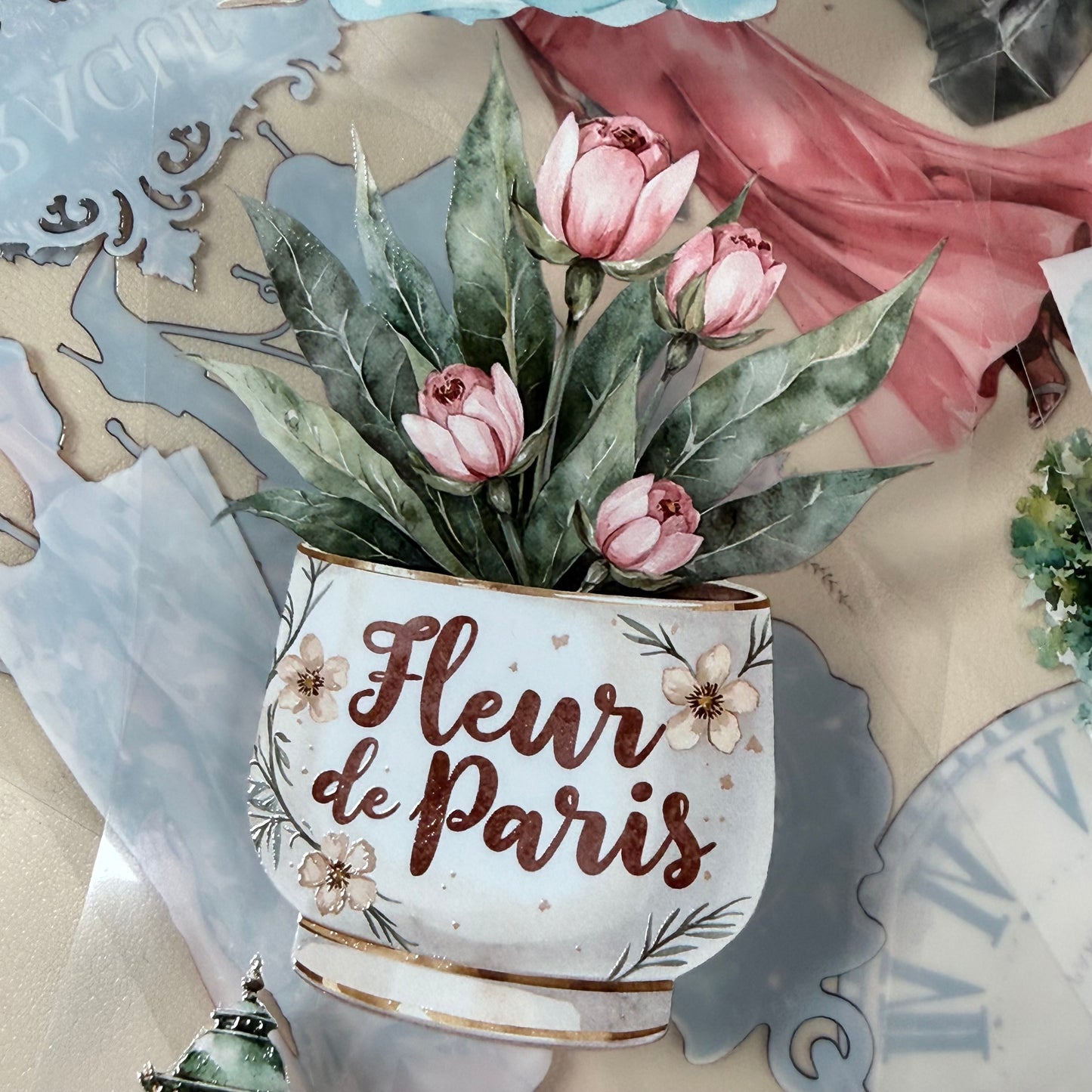 Paris in Bloom and Prague Spring Cobblestones PET 3D raised tape,one roll fashion, junk journal, scrapbooking,bullet journal, card making.