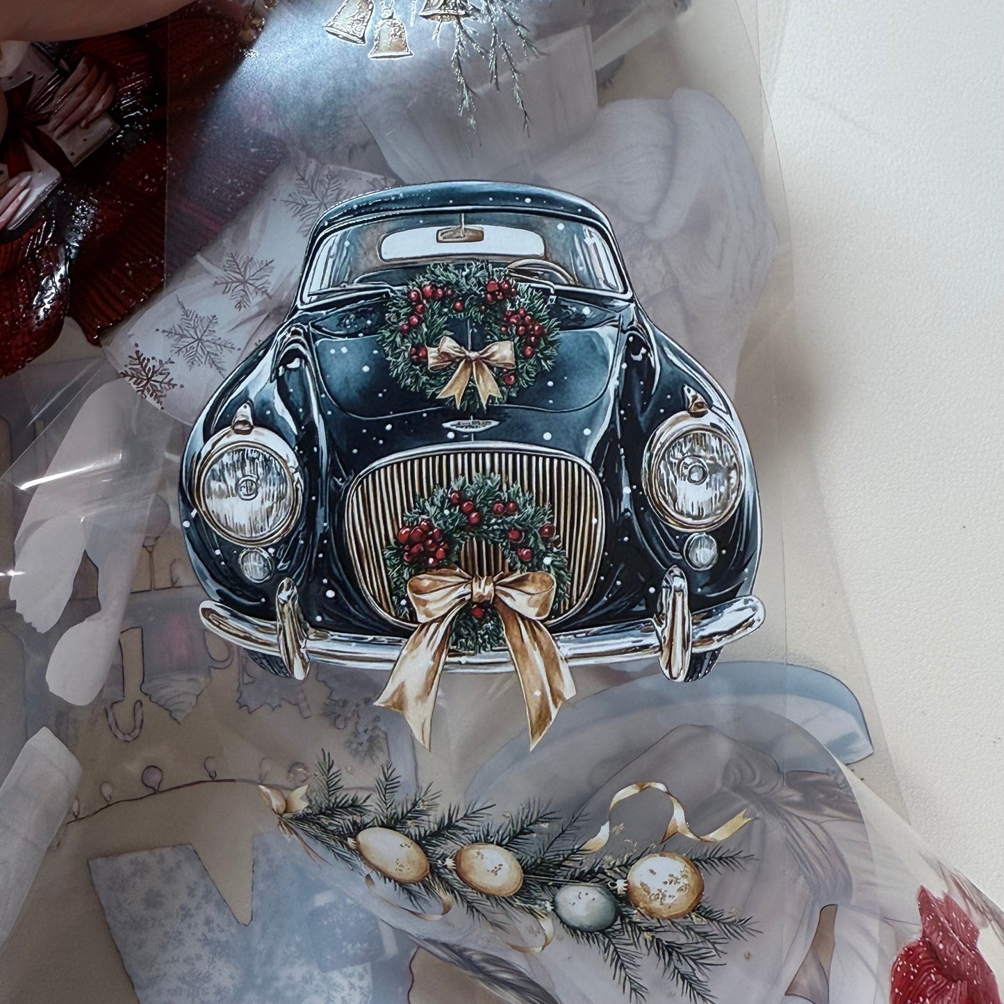 PET 3D raised Snowflake Wishes and Luxe White Christmas tape,one roll fashion, junk journal, scrapbooking,bullet journal, card making.