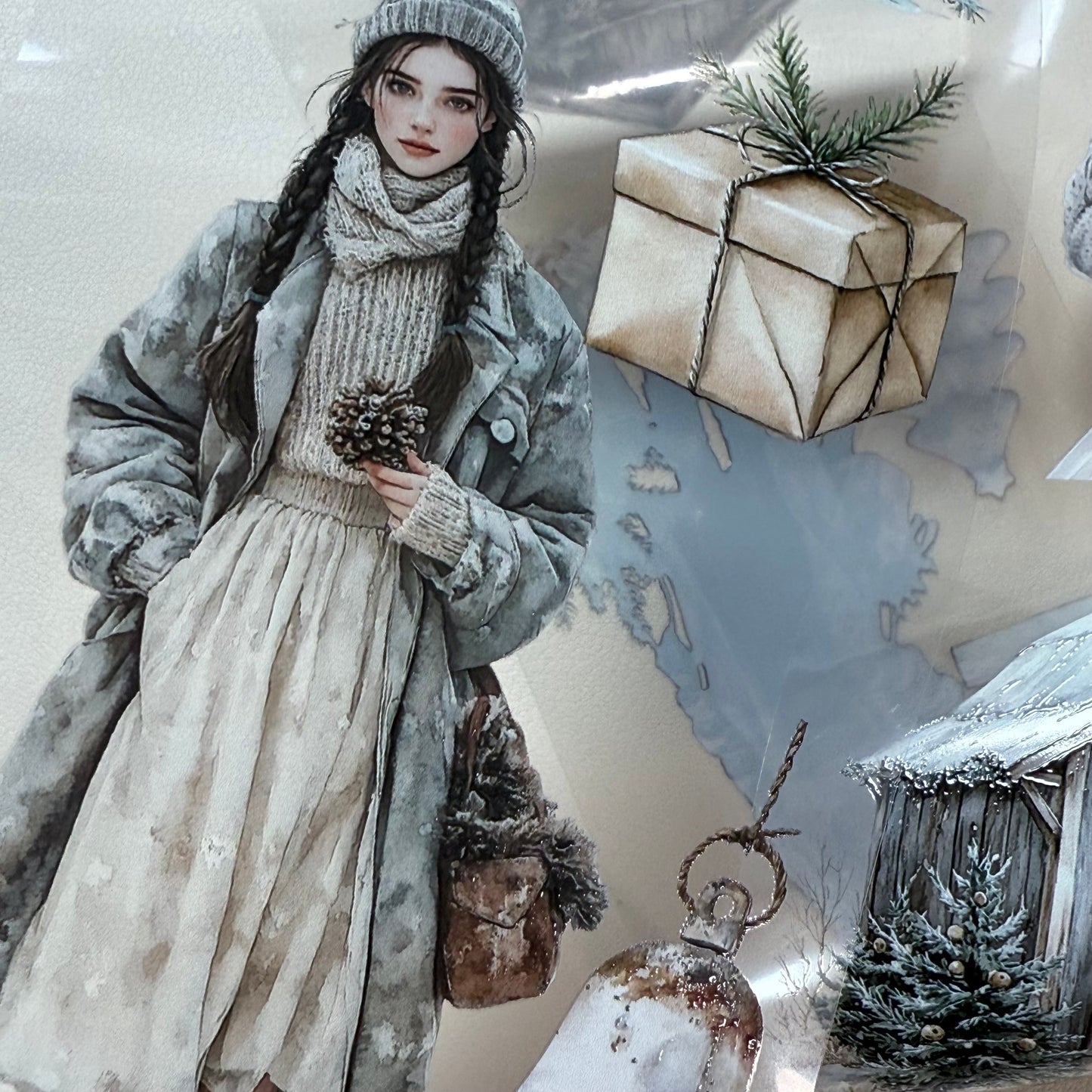 PET 3D raised Blush Noel Studio and Rustic Christmas tape,one roll fashion, junk journal, scrapbooking,bullet journal, card making.