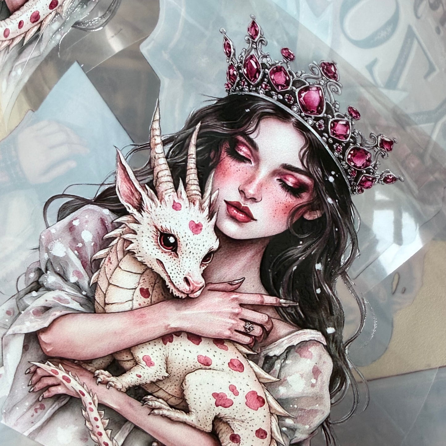 Ruby Winter Witch and Winter Cottage PET 3D raised tape,one roll fashion, junk journal, scrapbooking,bullet journal, card making.