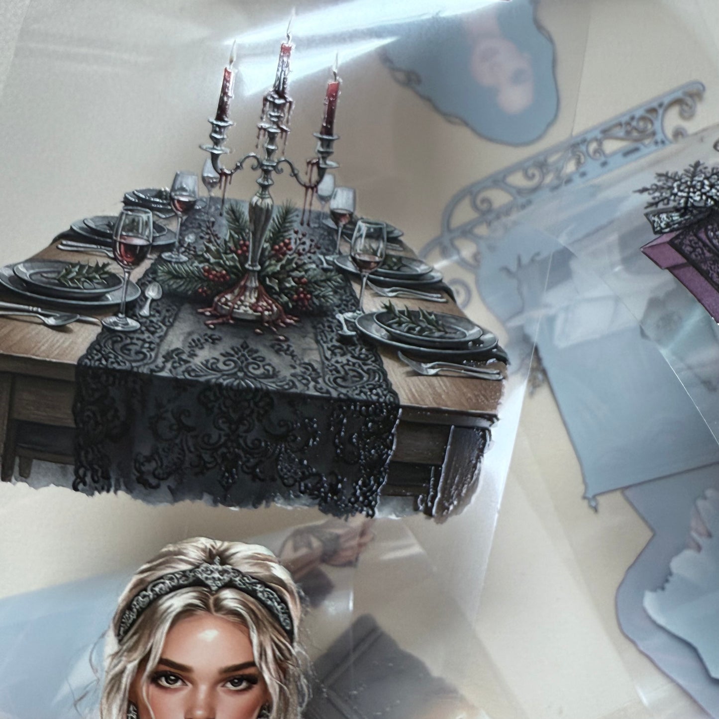 PET 3D raised Silent Yuletide and Light Academia Christmas tape,one roll fashion, junk journal, scrapbooking,bullet journal, card making.