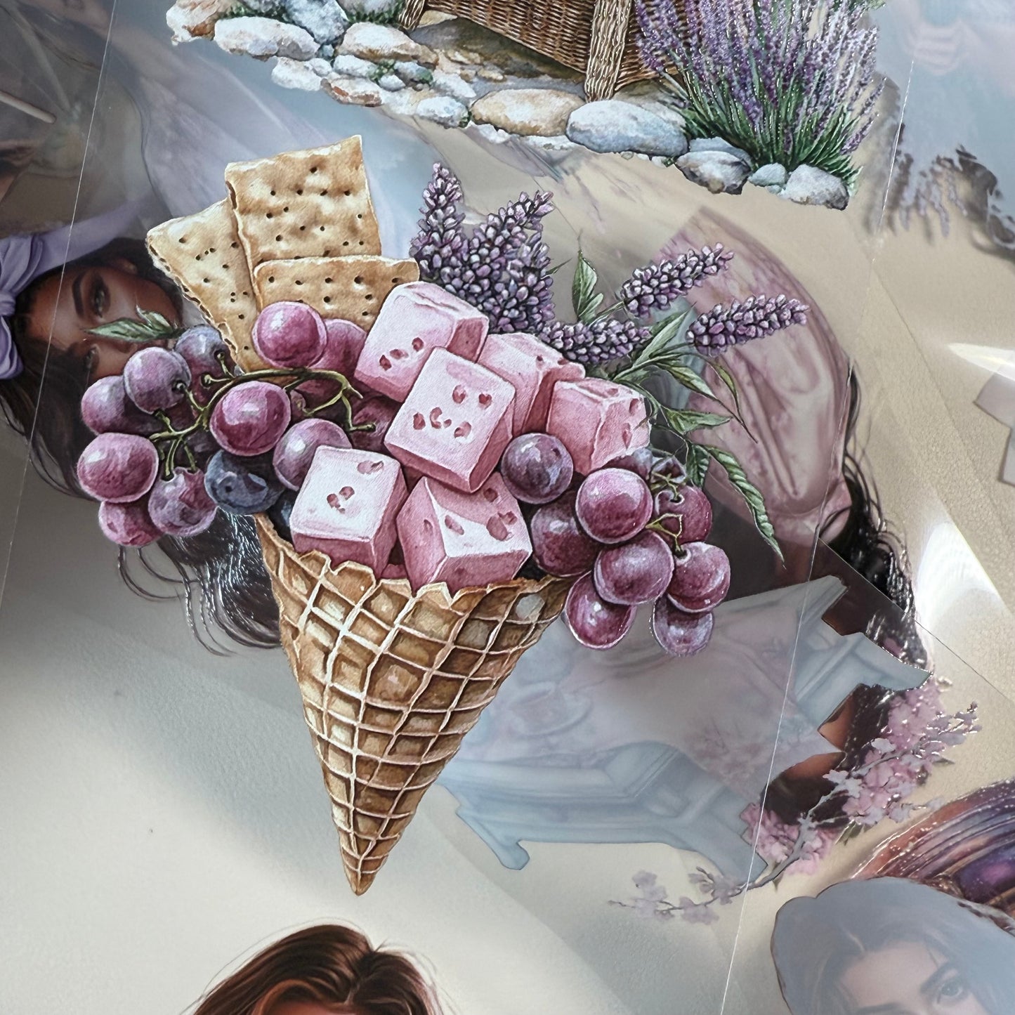 PET 3D raised Lavender Provence and Japanese dreams tape,one roll fashion, junk journal, scrapbooking,bullet journal, card making.