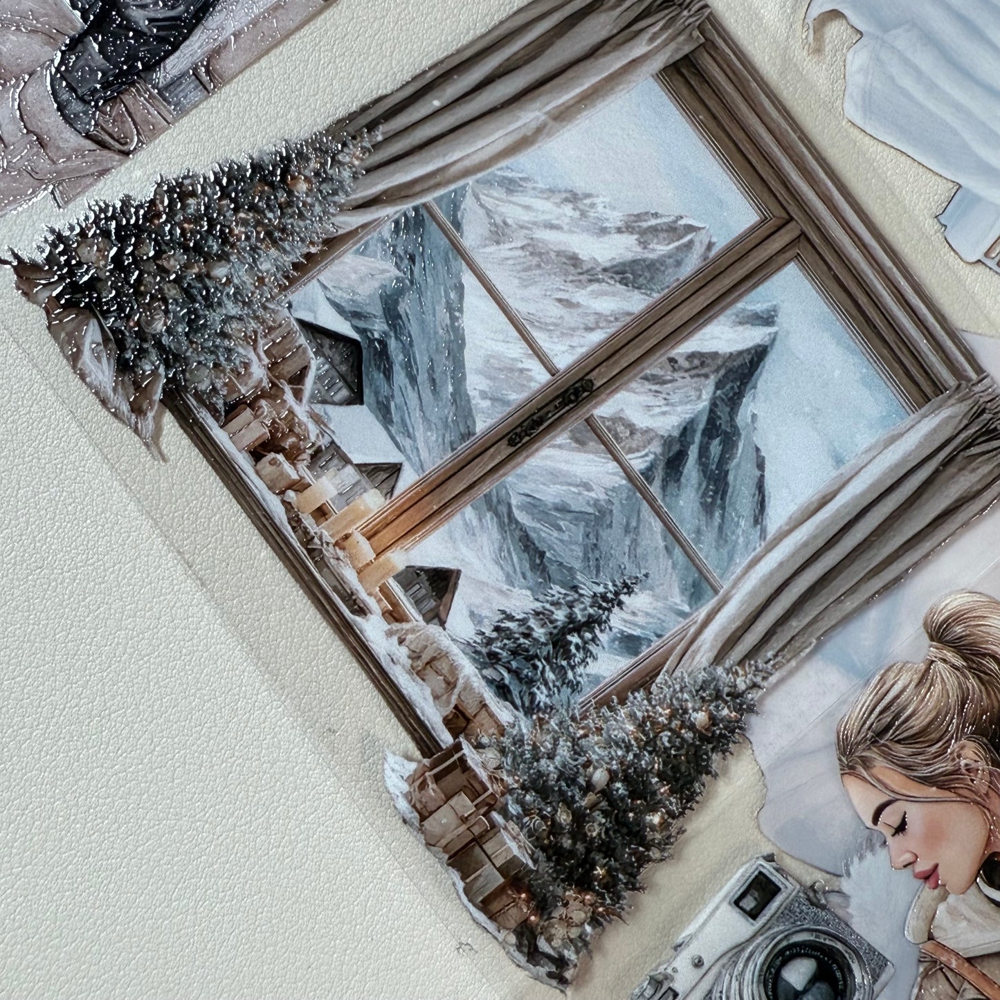 PET 3D raised Winter Adventure and Glam Christmas tape,one roll fashion, junk journal, scrapbooking,bullet journal, card making.