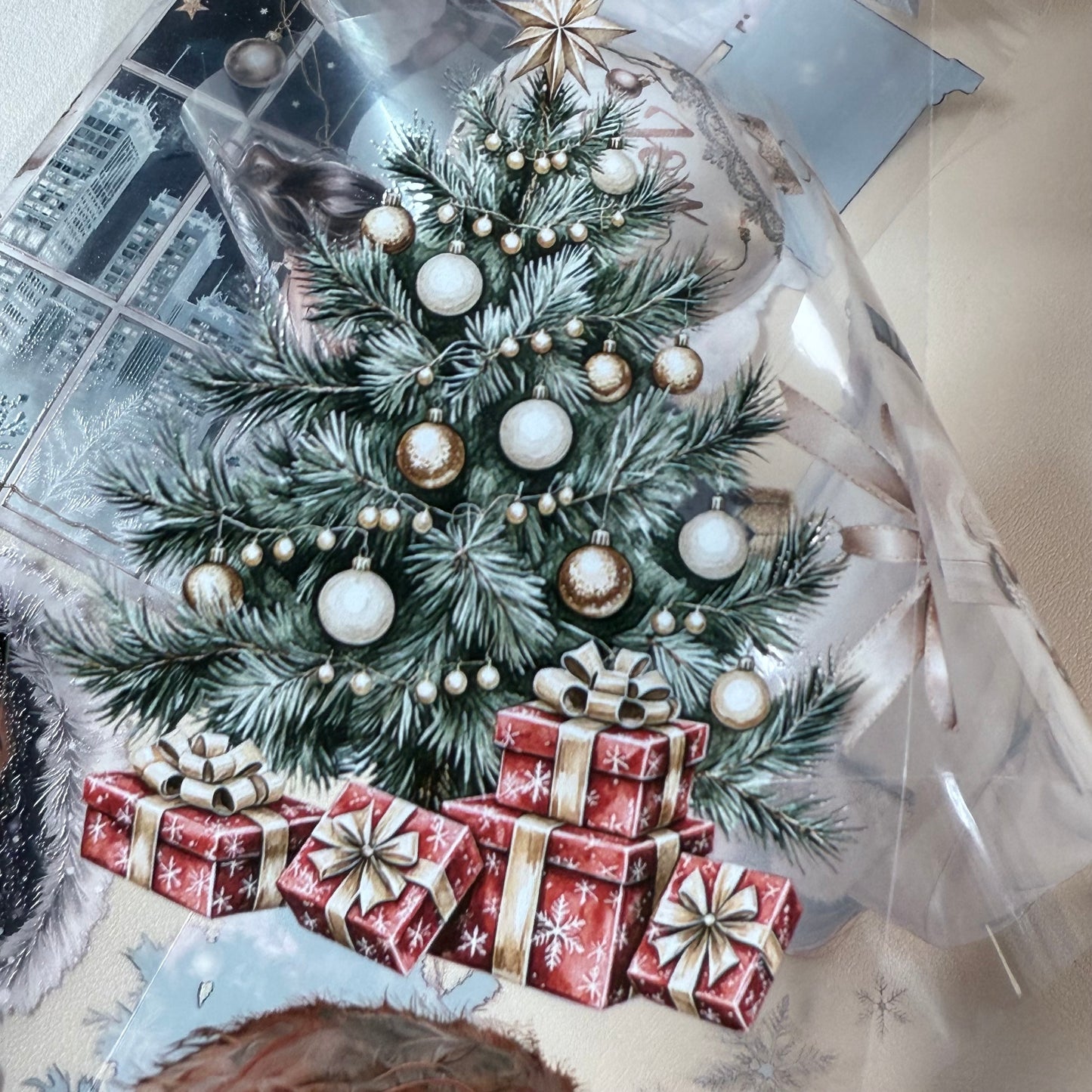 PET 3D raised Modern Christmas in the City and Festive Wonderland tape,one roll fashion, junk journal, scrapbooking,bullet journal, card making.