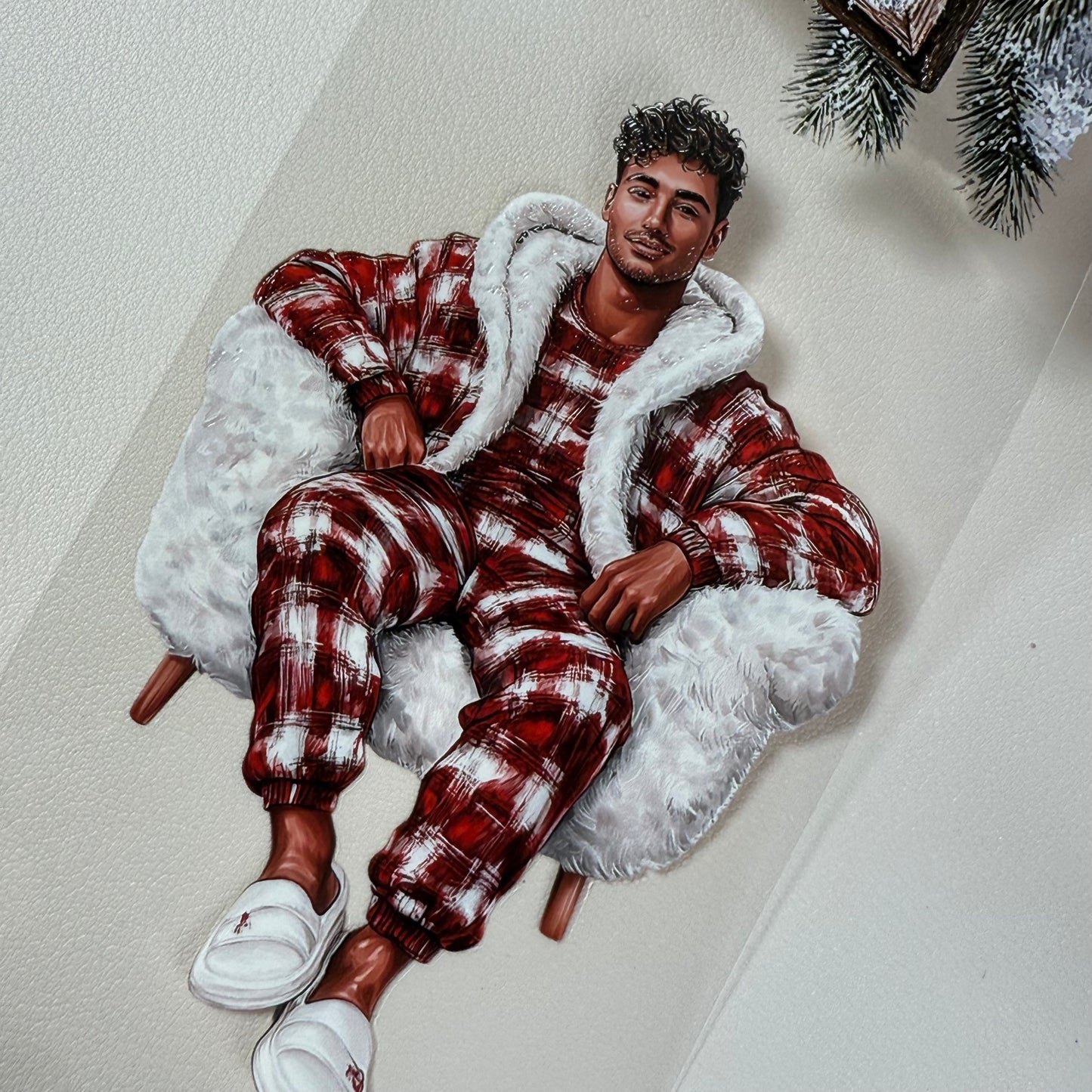 PET 3D raised Merry & Bright Christmas and Snowy Cabin tape,one roll fashion, junk journal, scrapbooking,bullet journal, card making.