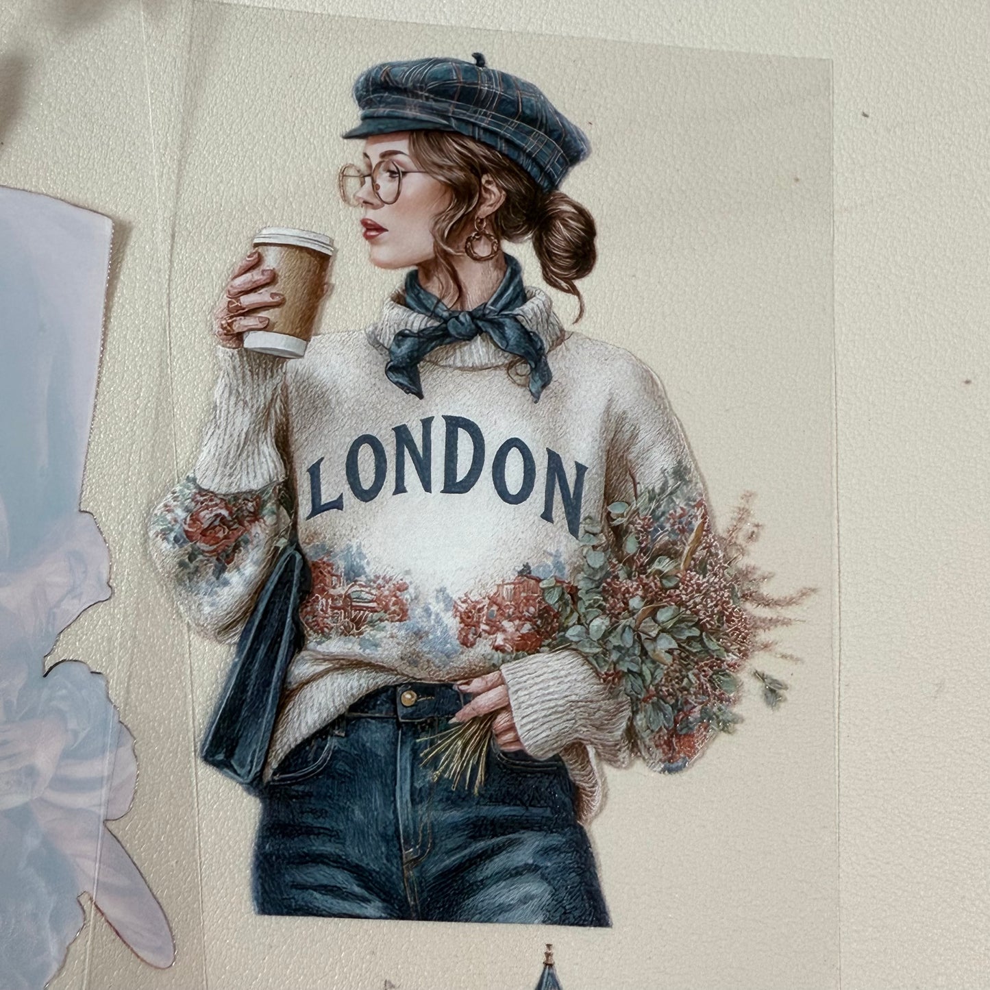PET London travel and Paris coffee 3D raised tape,one roll fashion, junk journal, scrapbooking,bullet journal, card making.
