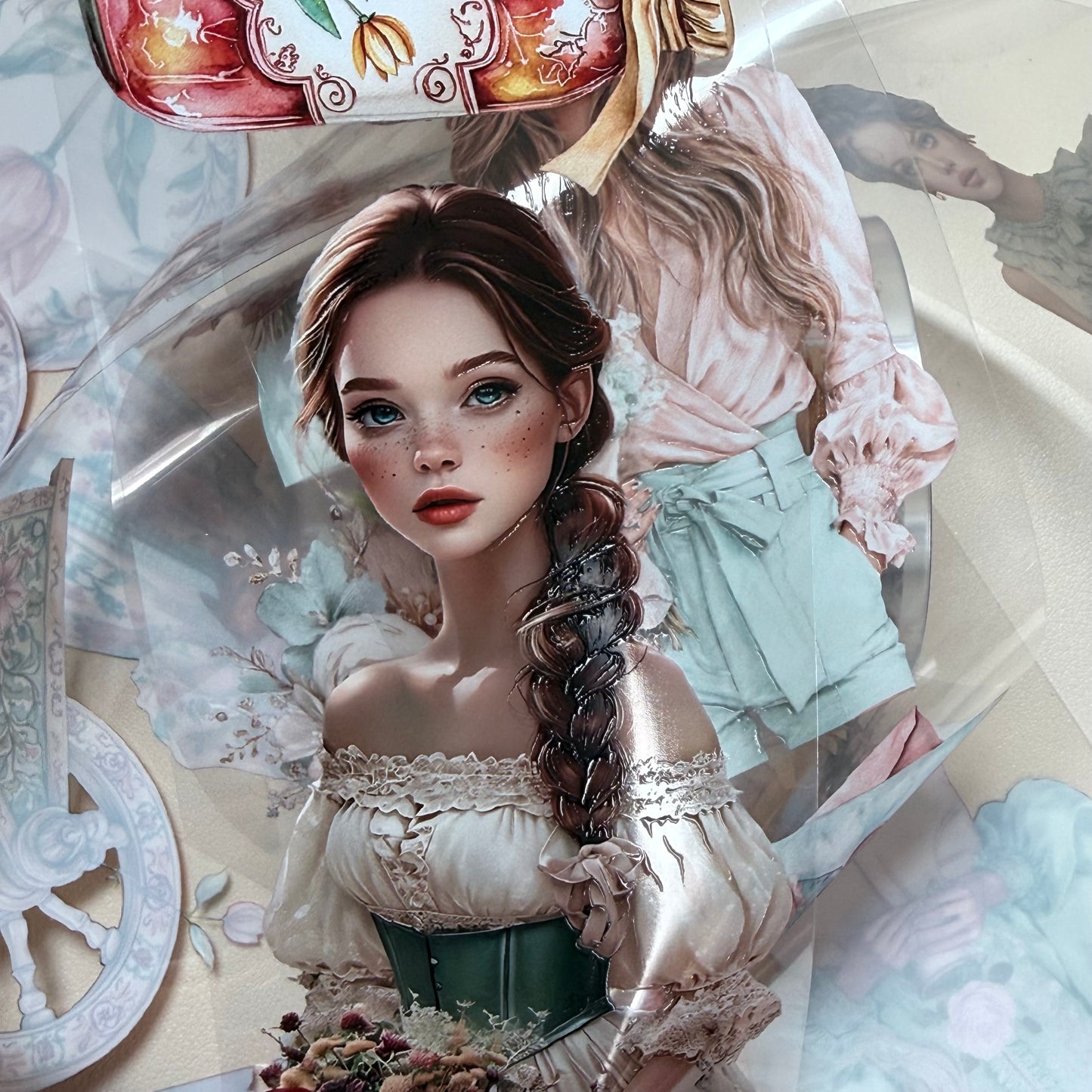 Pastel Coquette and Wildwood Reverie PET 3D raised tape,one roll fashion, junk journal, scrapbooking,bullet journal, card making.
