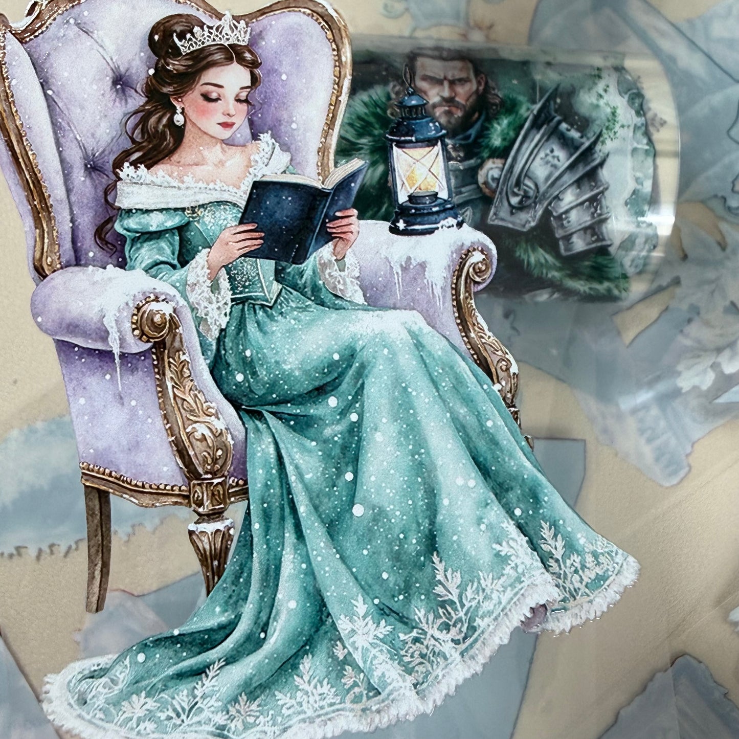 Starlit Tundra Princess and  Aurora Wolf Pack PET 3D raised tape,one roll fashion, junk journal, scrapbooking,bullet journal, card making.