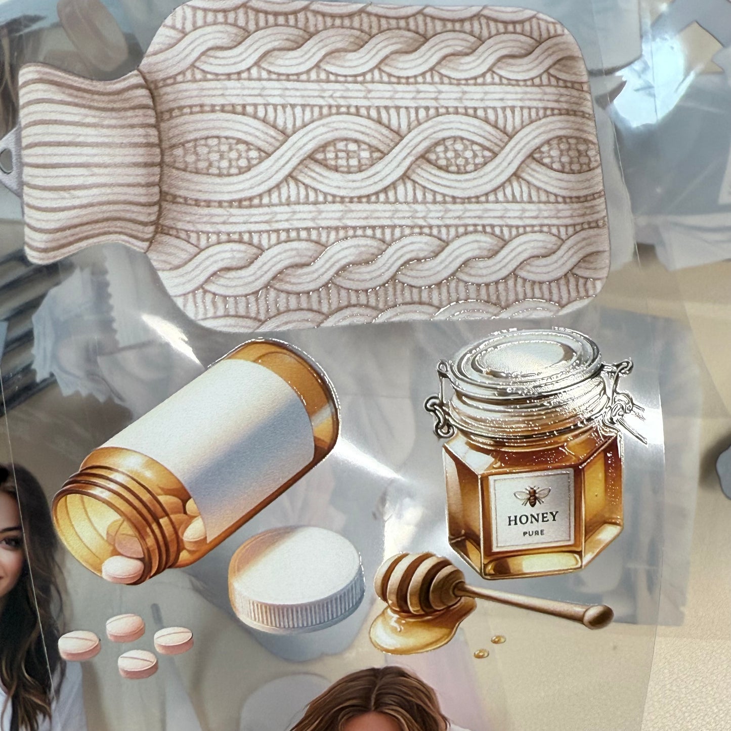 PET 3D raised Sick Days and The Hair Salon tape,one roll fashion, junk journal, scrapbooking,bullet journal, card making.