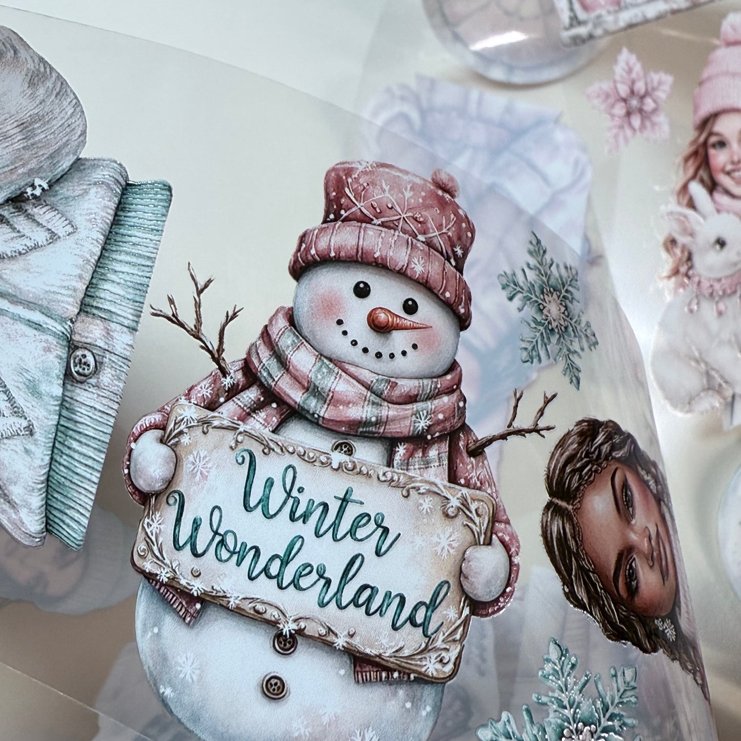 PET 3D raised Winter In The Country and in Wonderland tape,one roll fashion, junk journal, scrapbooking,bullet journal, card making.