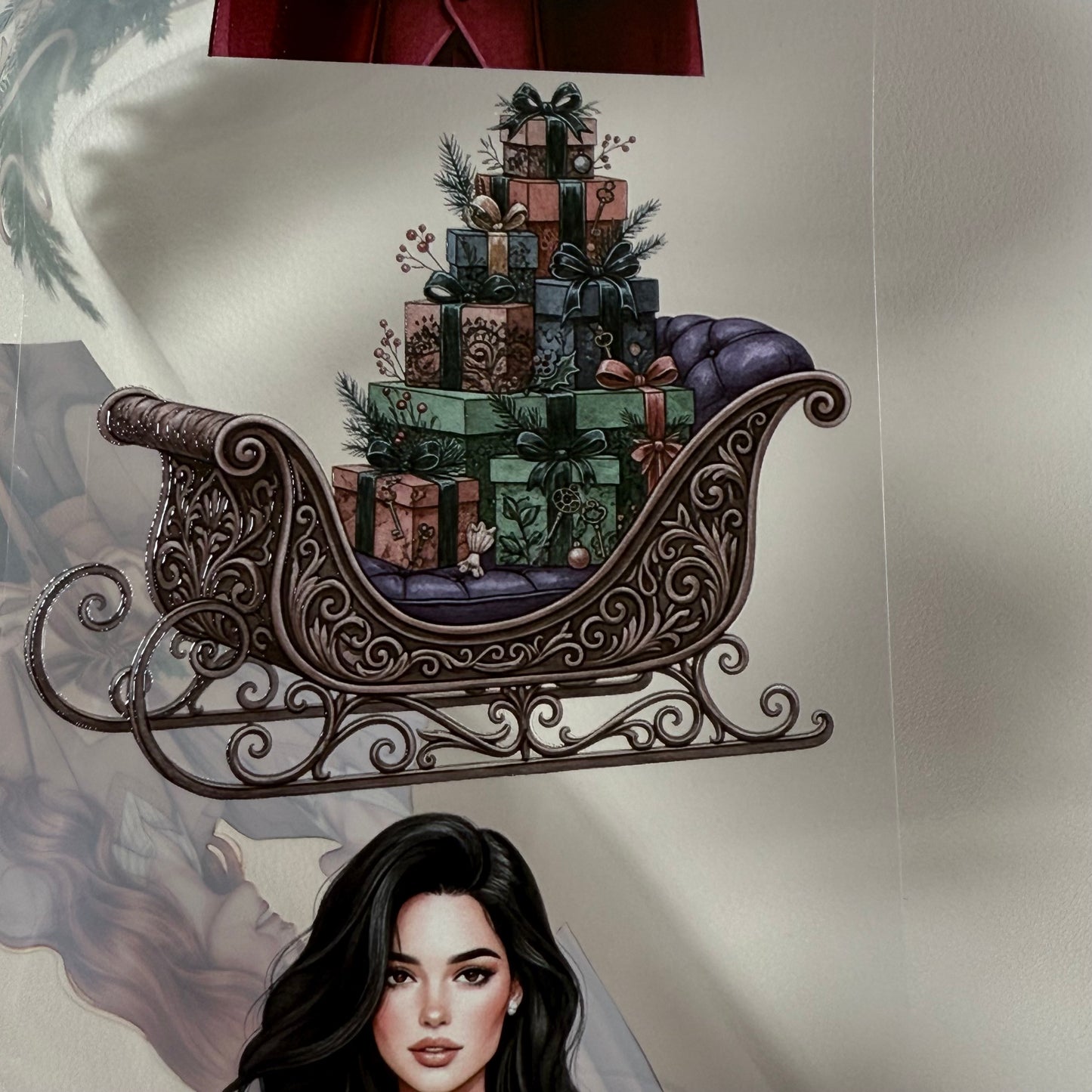 PET 3D raised Silent Yuletide and Light Academia Christmas tape,one roll fashion, junk journal, scrapbooking,bullet journal, card making.