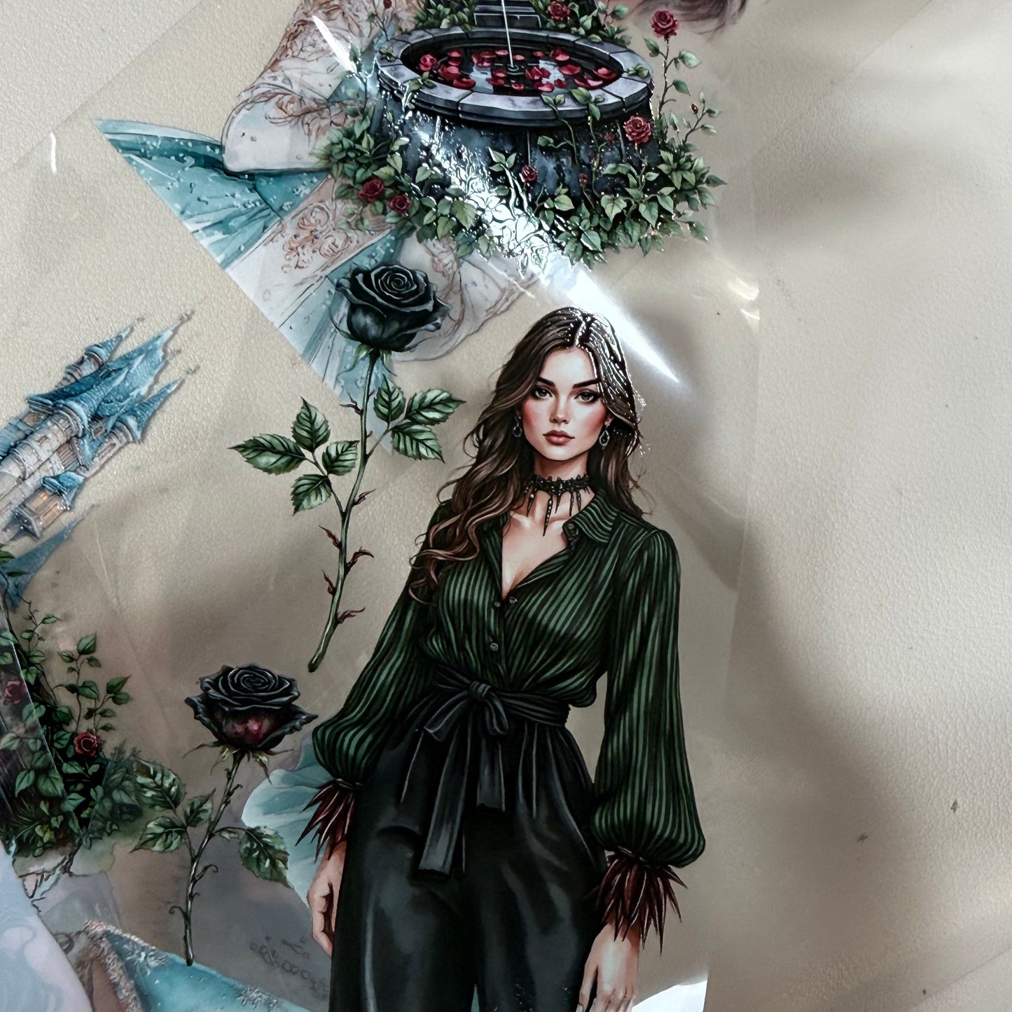 Ice Princess and Dark Gothic Garden PET 3D raised tape,one roll fashion, junk journal, scrapbooking,bullet journal, card making.