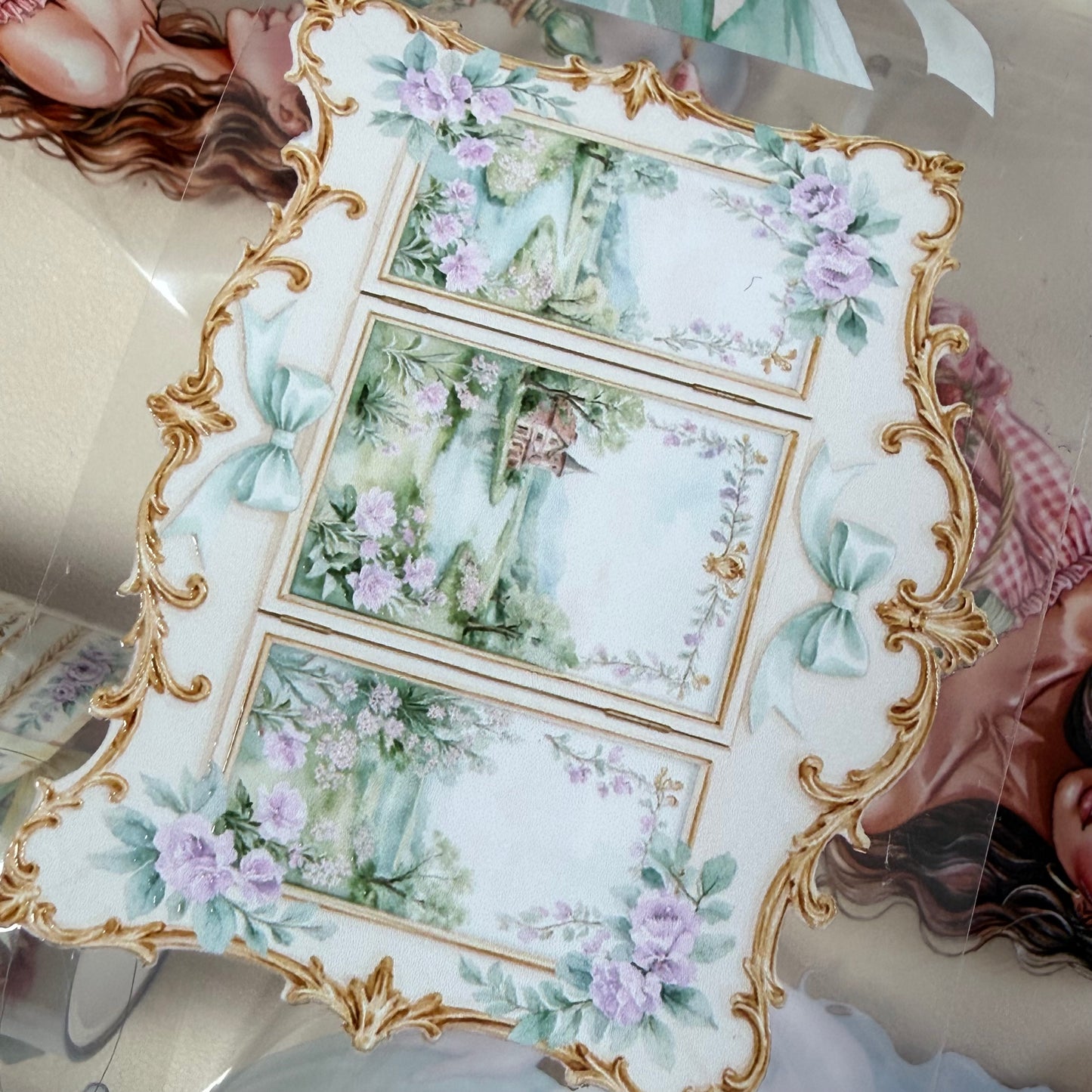 Rococo Spring Dreams and  Ginham Garden PET 3D raised tape,one roll fashion, junk journal, scrapbooking,bullet journal, card making.