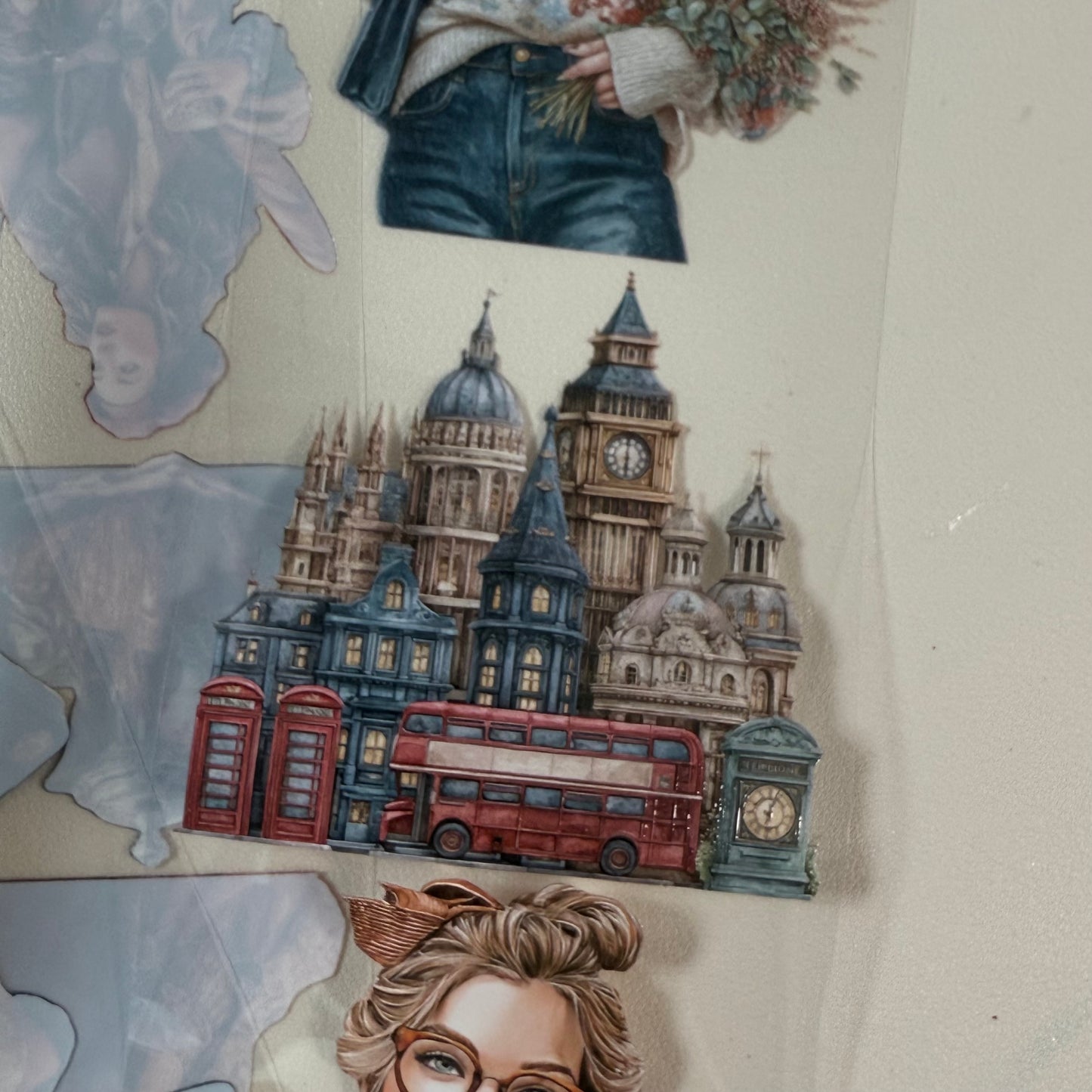 PET London travel and Paris coffee 3D raised tape,one roll fashion, junk journal, scrapbooking,bullet journal, card making.