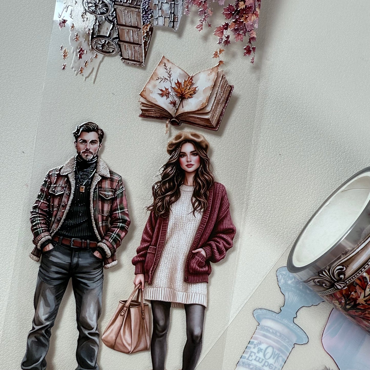 PET 3D raised Cozy Evenings and Fall Splendor in Nature tape,one roll fashion, junk journal, scrapbooking,bullet journal, card making.